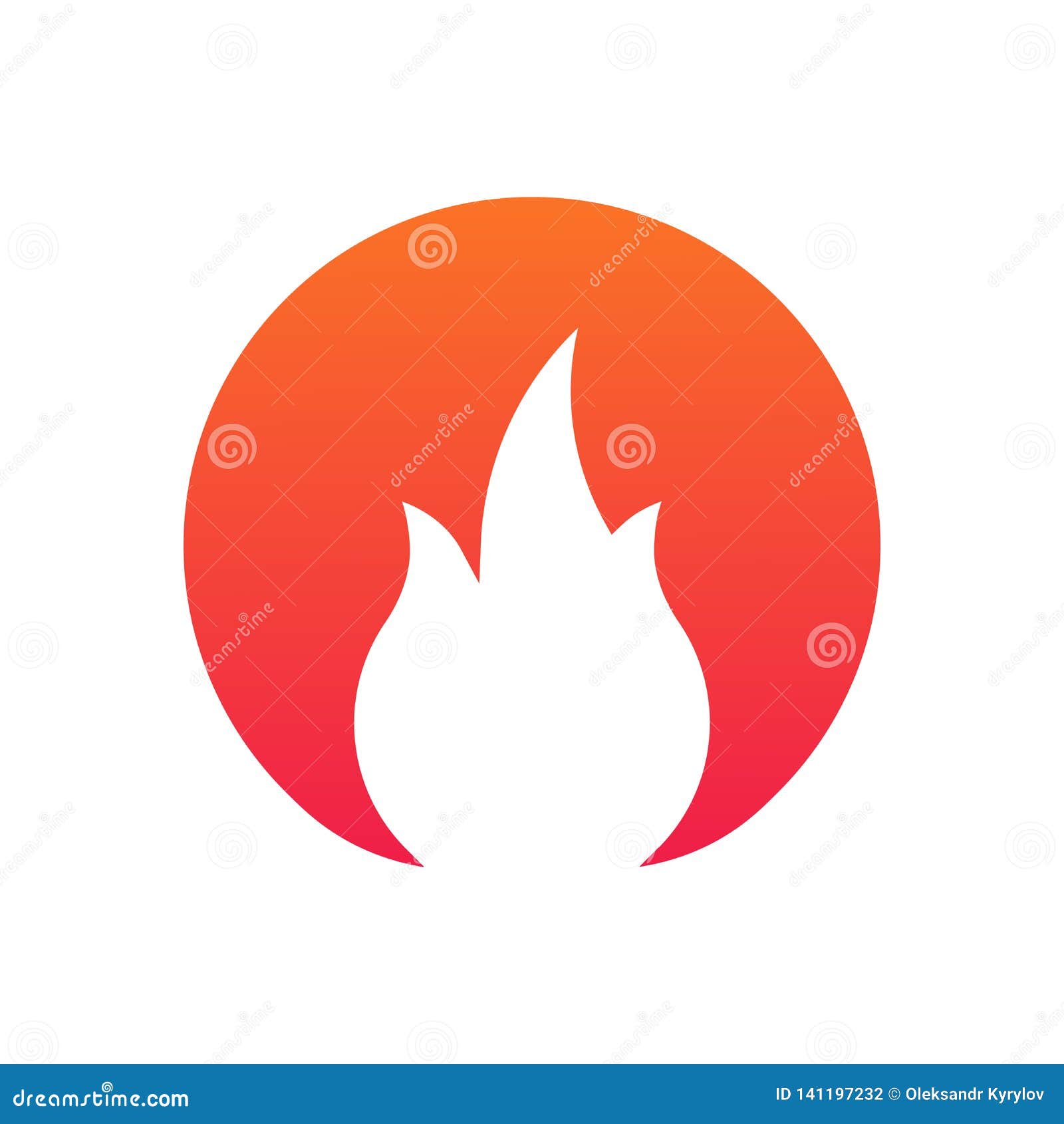 Fire or Flame in Circle Simple Logo. Vector Illustration Isolated on White Background Stock