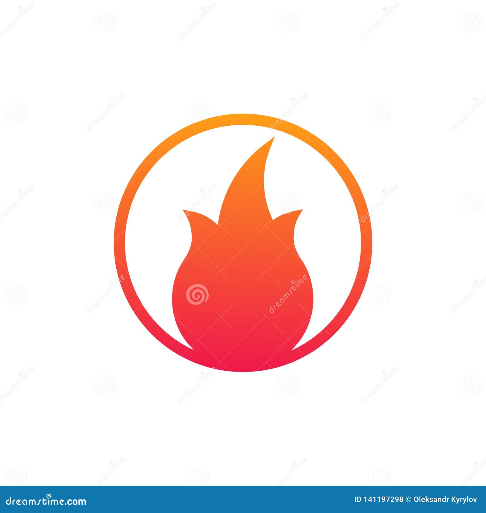Fire or Flame in Circle Simple Logo. Vector Illustration Isolated on White Background Stock