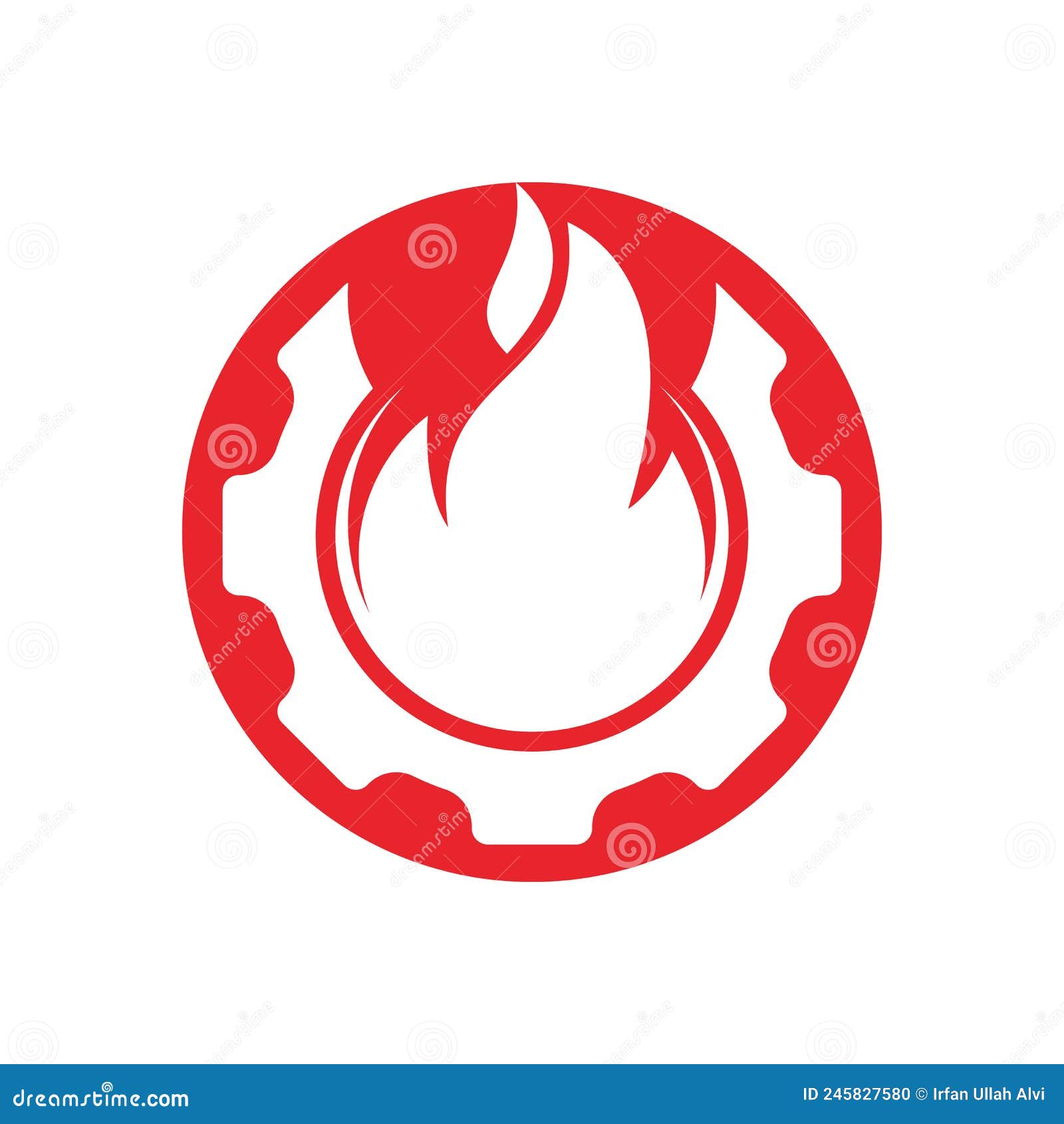 Gear and Fire Vector Logo Design Template. Stock Vector Illustration