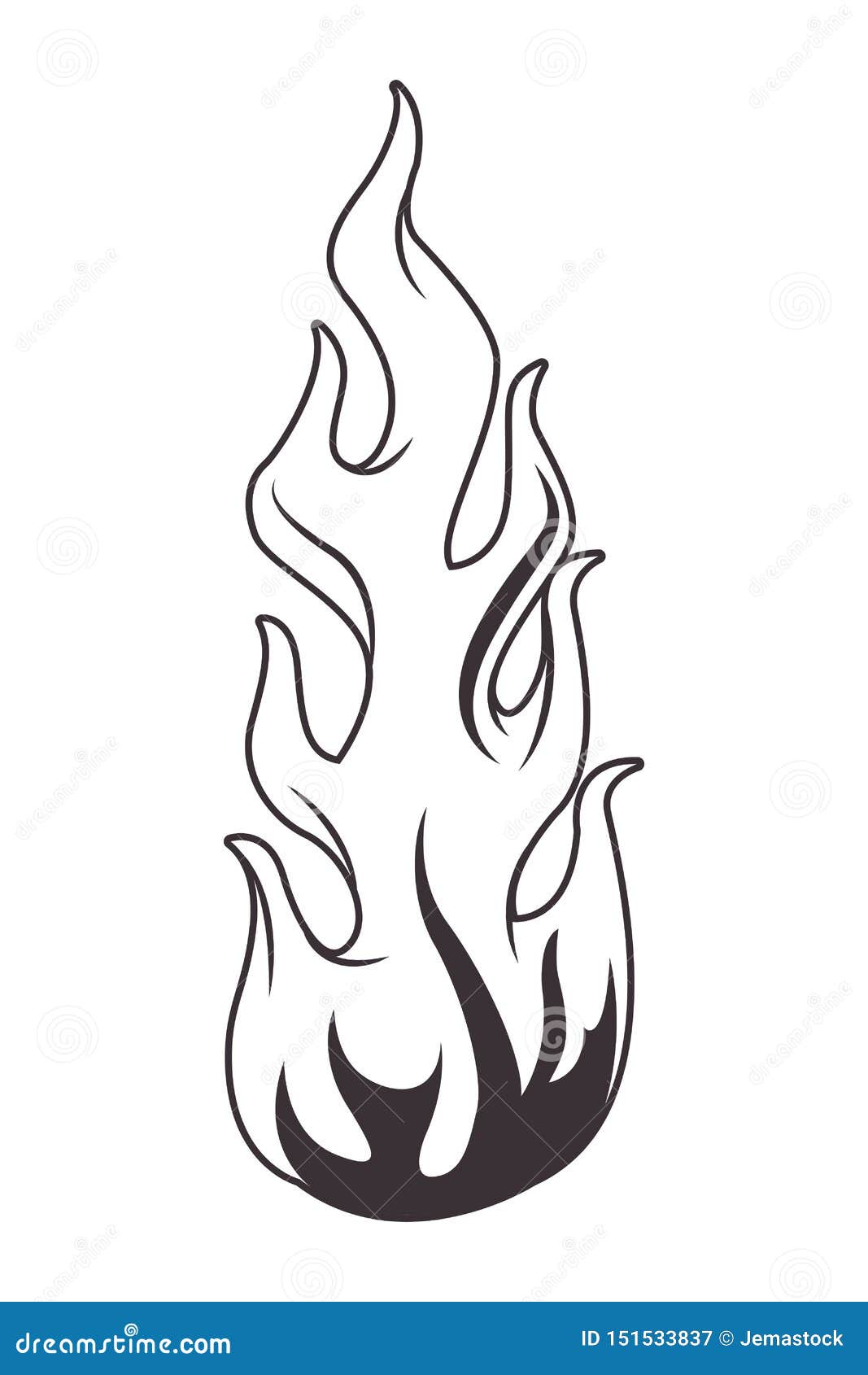 Fire Flame Drawn Tattoo Icon Stock Vector - Illustration of element, wildlife: 151533837