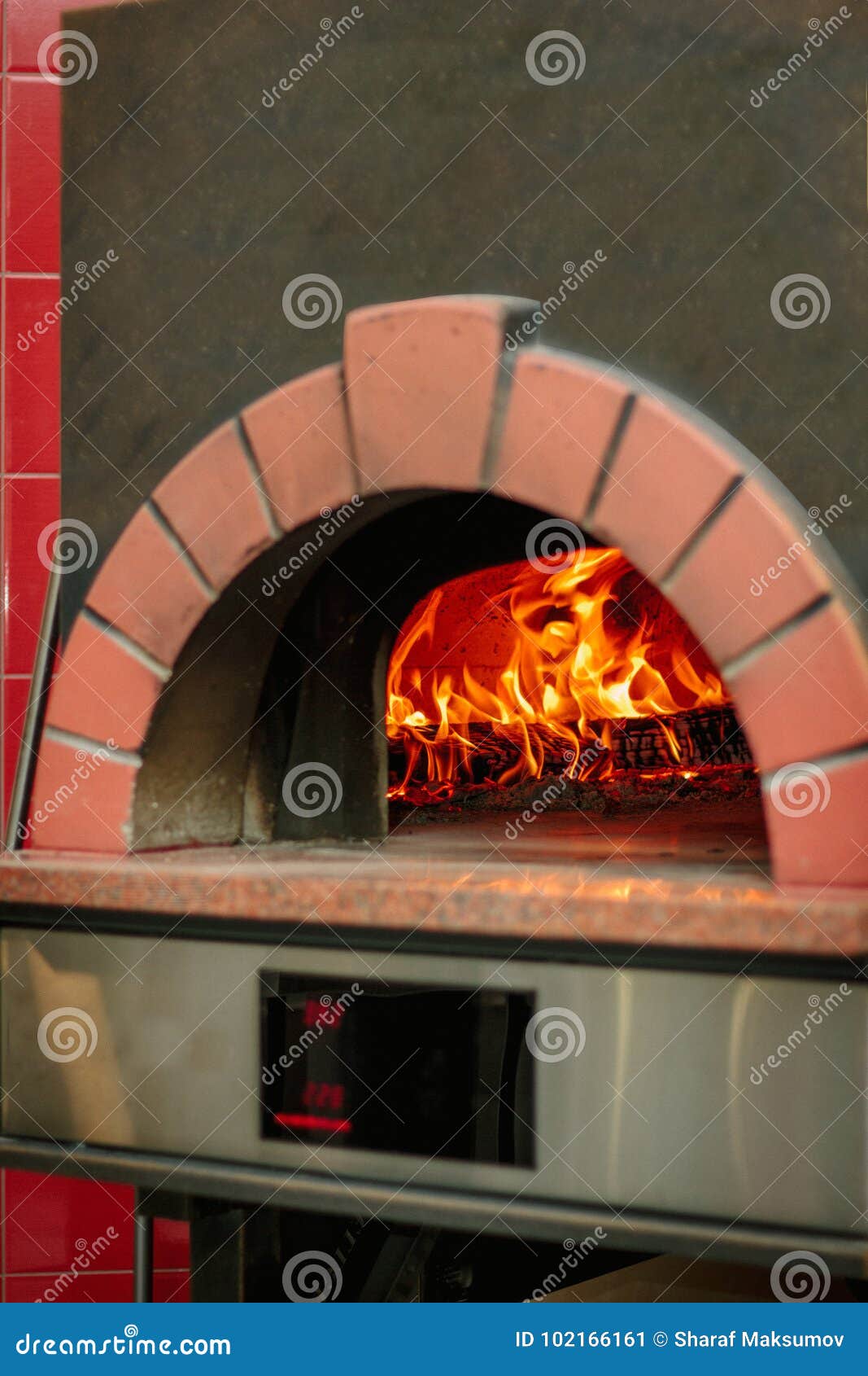 Fire Flame in a Traditional Pizza Oven. Stock Image Image of italian