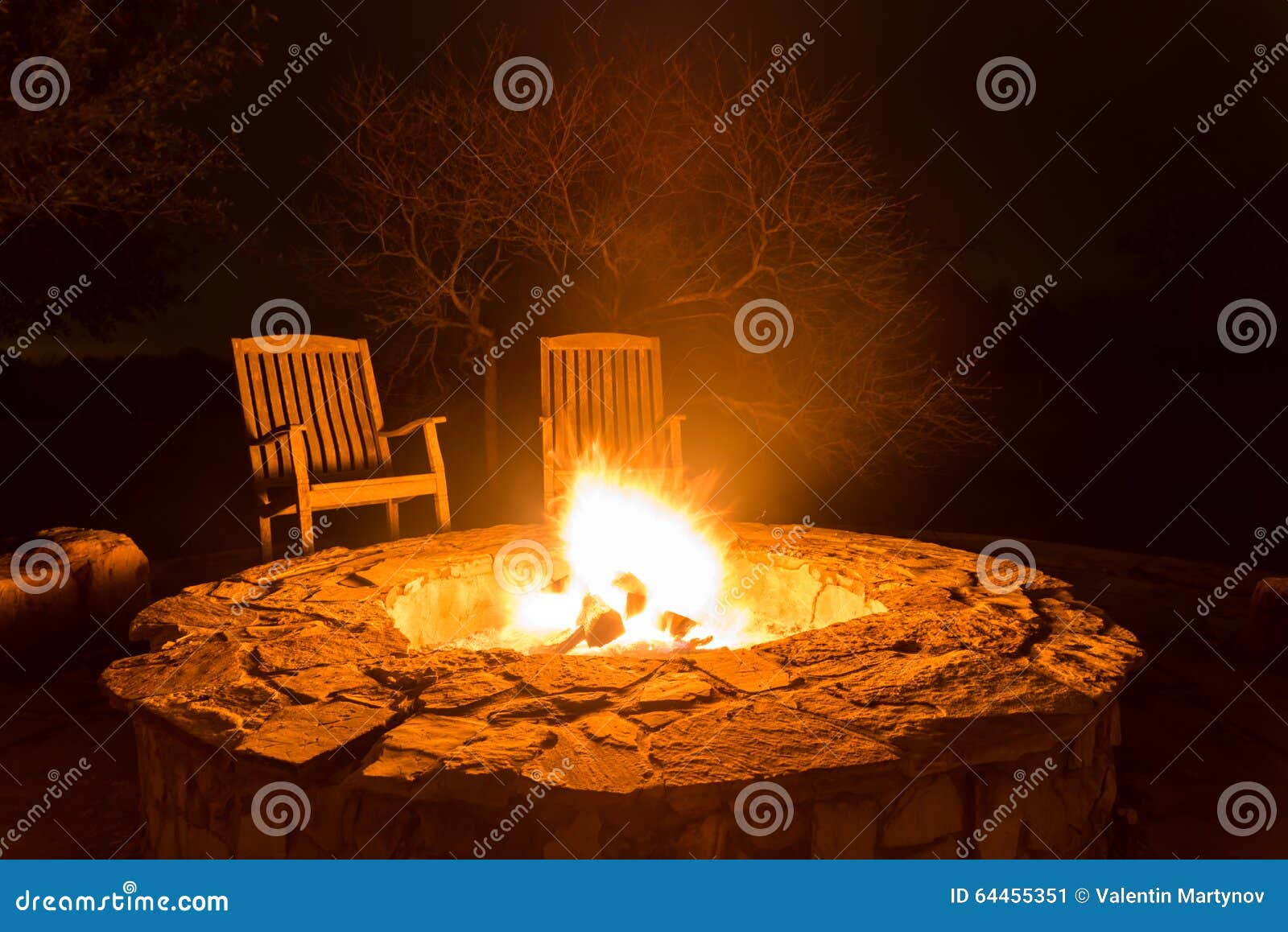 Fire Flames in a Fire Pit at Night Stock Image Image of fire, bright