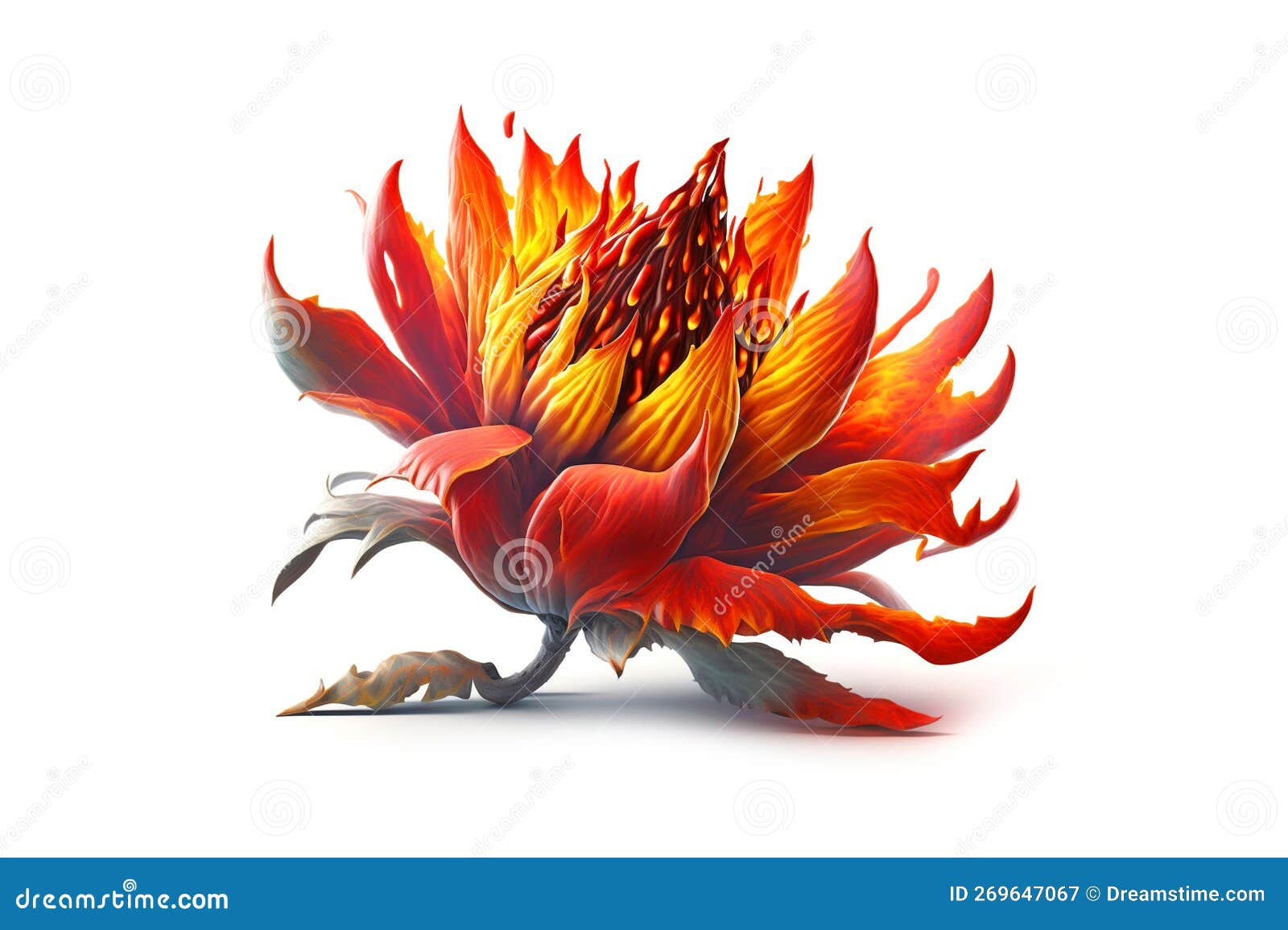 Fire Flower Isolated on White, Illustration AI Stock Illustration Illustration of burn