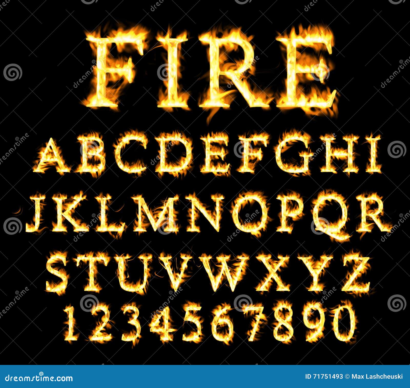 Fire Font Collection, Alphabet of Flame. Stock Illustration ...