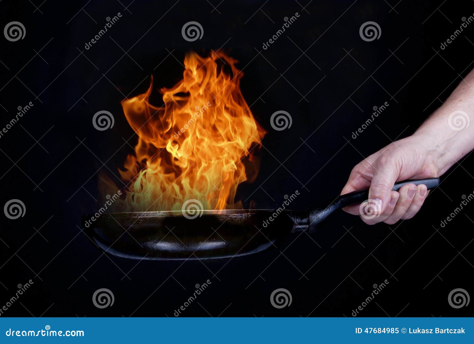 fire on frying pan