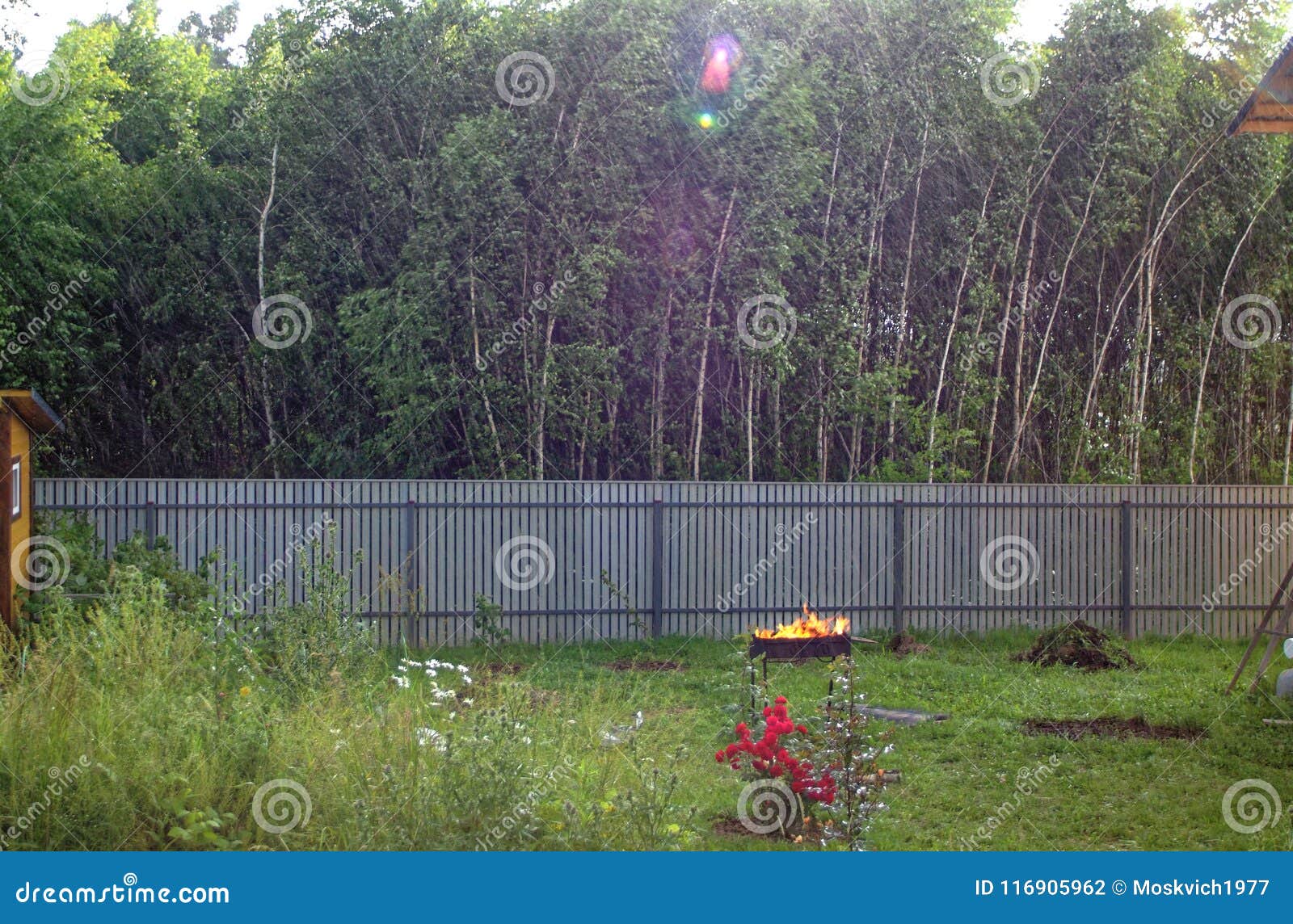 Fire in the Grill in the Rain Stock Photo Image of kebab, outdoor