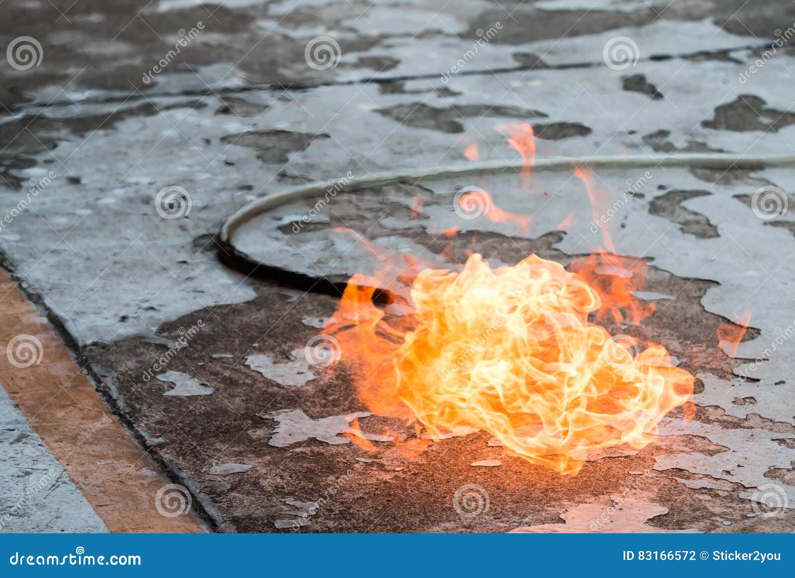 A Fire on the Ground Due To a Gas Leak. Stock Photo Image of dangerus