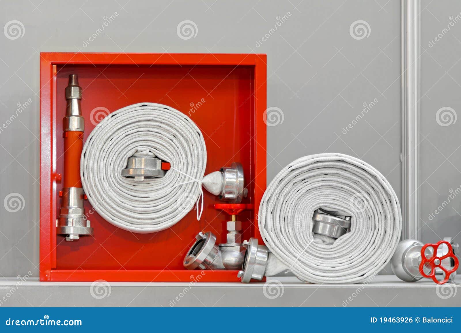 Fire hose equipment stock photo. Image of plumbing, emergency 19463926