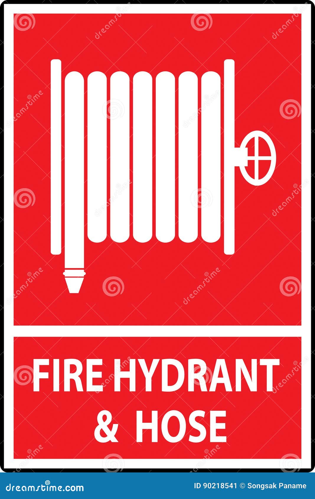Fire hose reel sign stock illustration. Illustration of hose