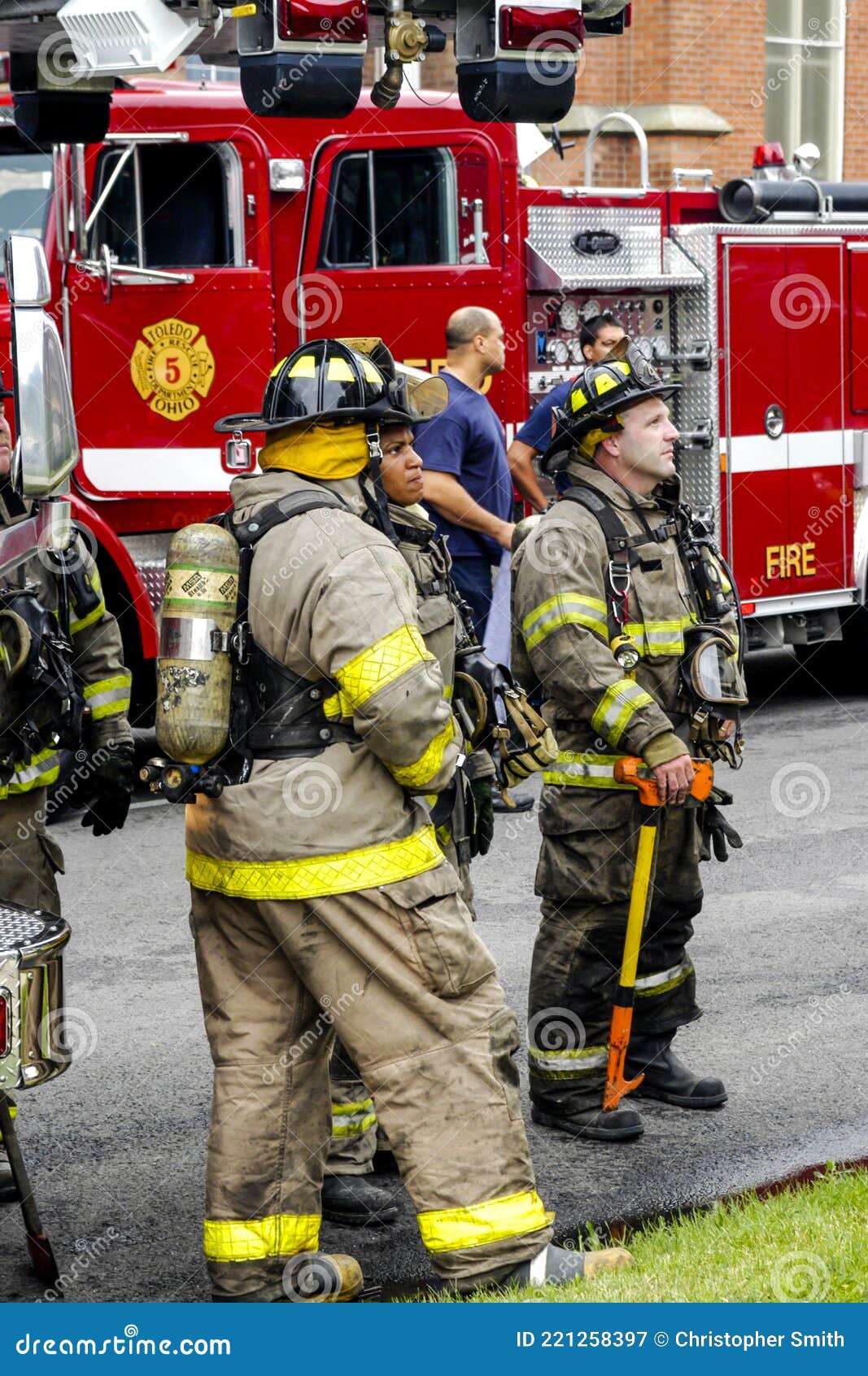 Firemen at a House Fire in Toledo, Ohio Editorial Photography Image