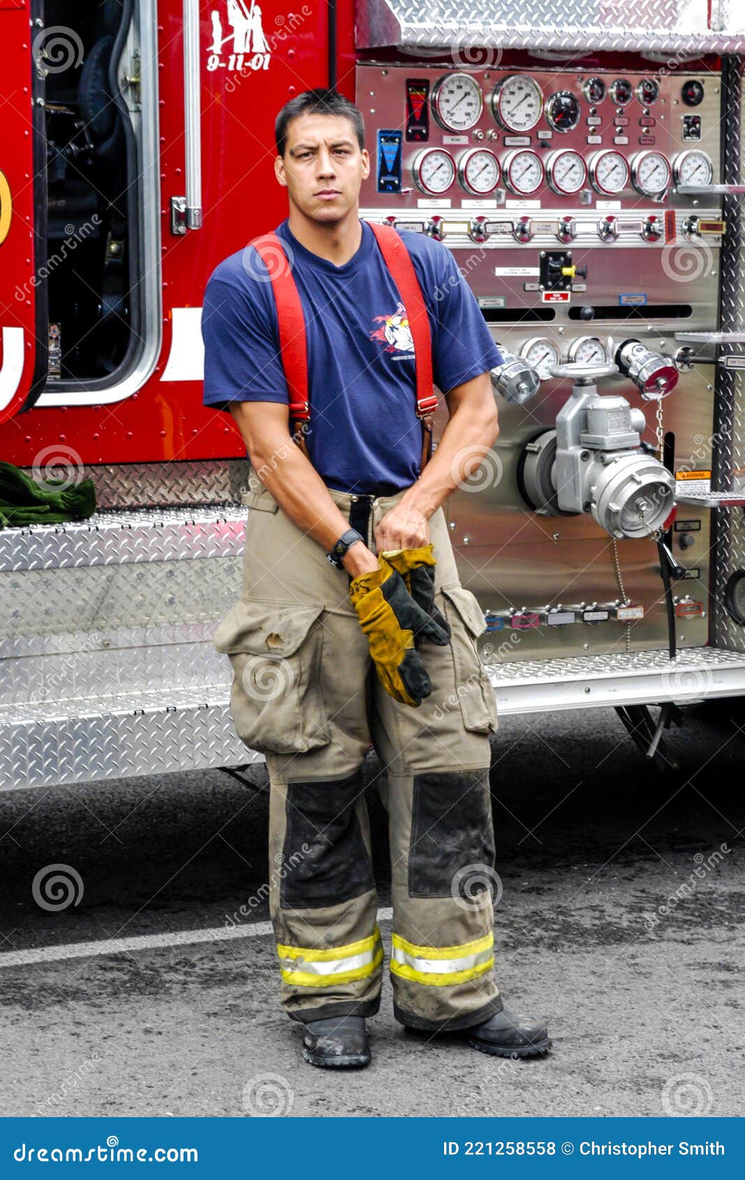 A Fireman at a House in Downtown Toledo Editorial Stock Photo Image