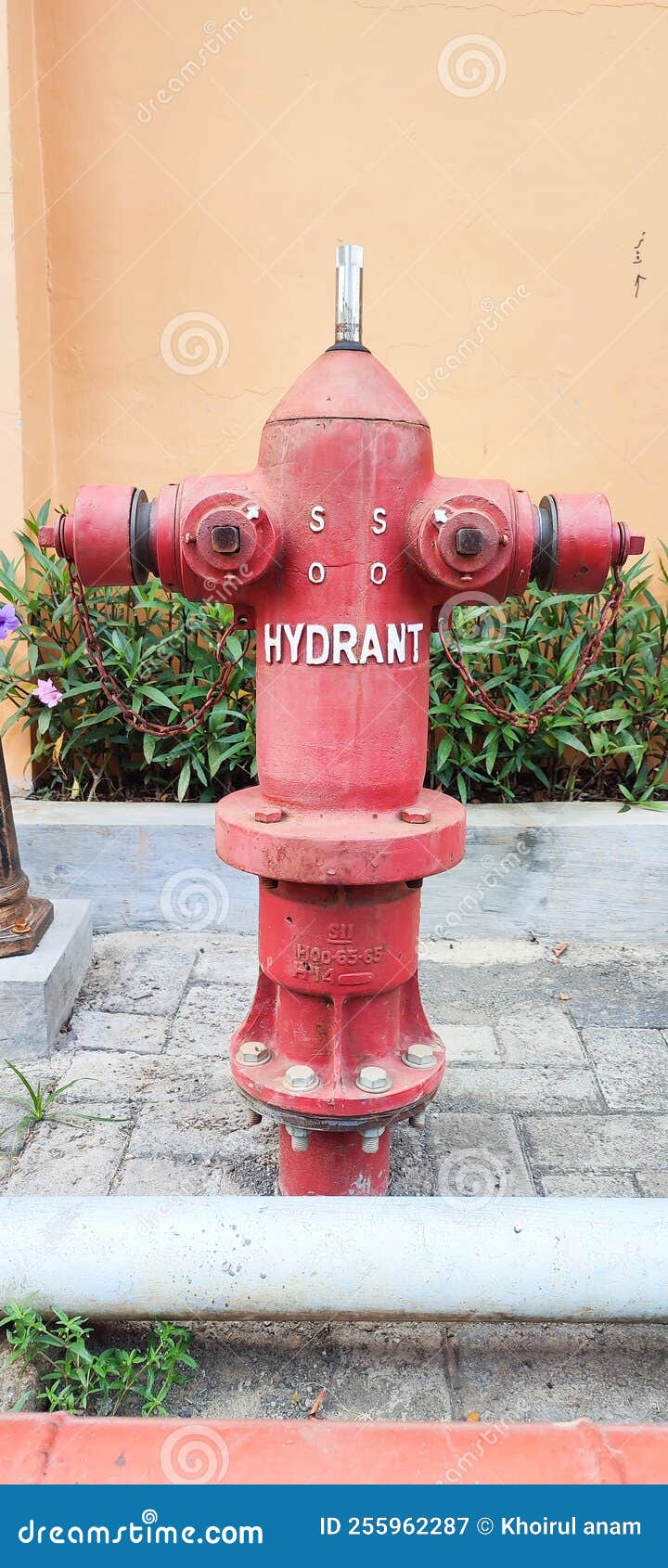Fire hydrant on building stock image. Image of extinguisher 255962287