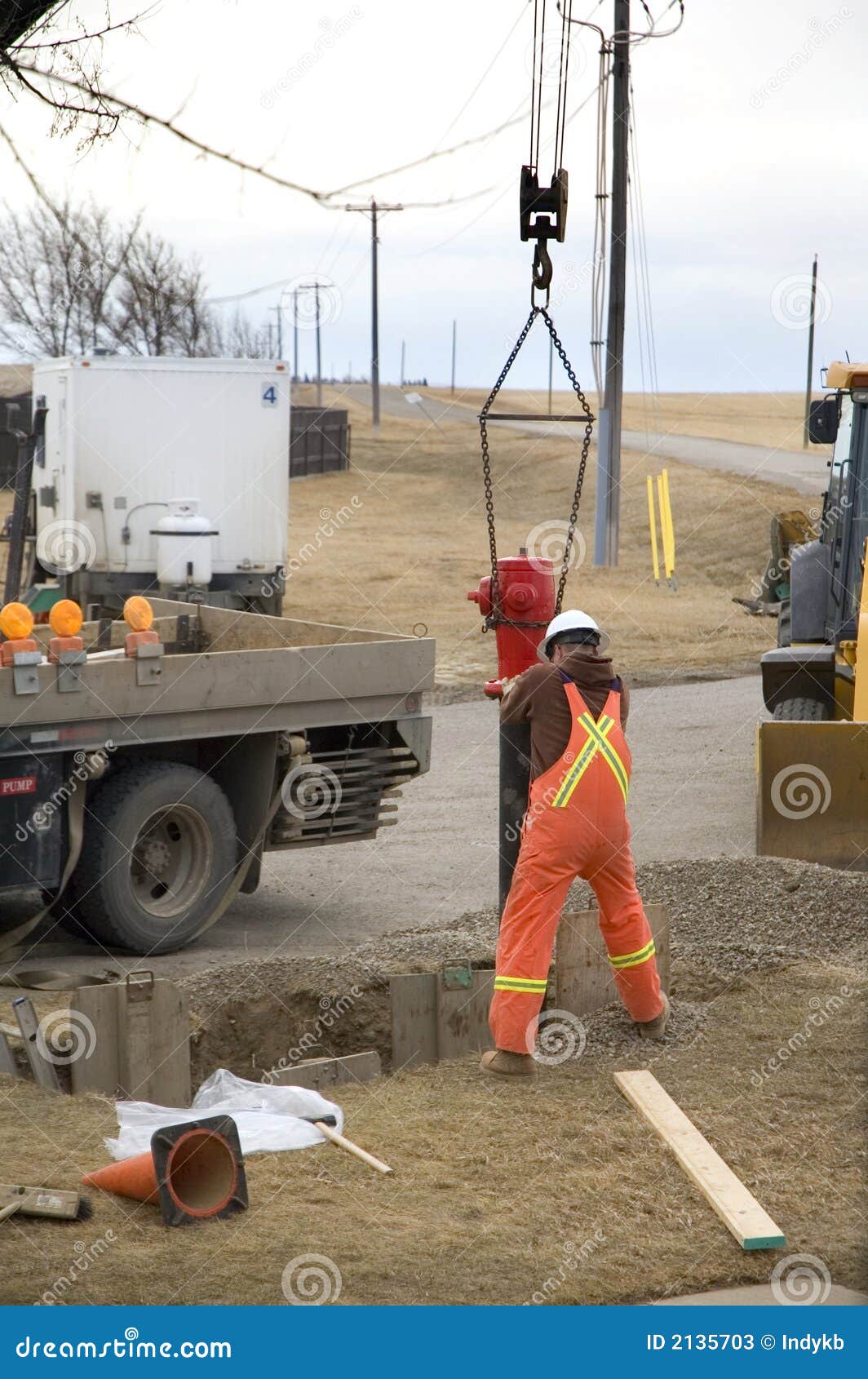 Fire Hydrant Replacement stock image. Image of gravel 2135703