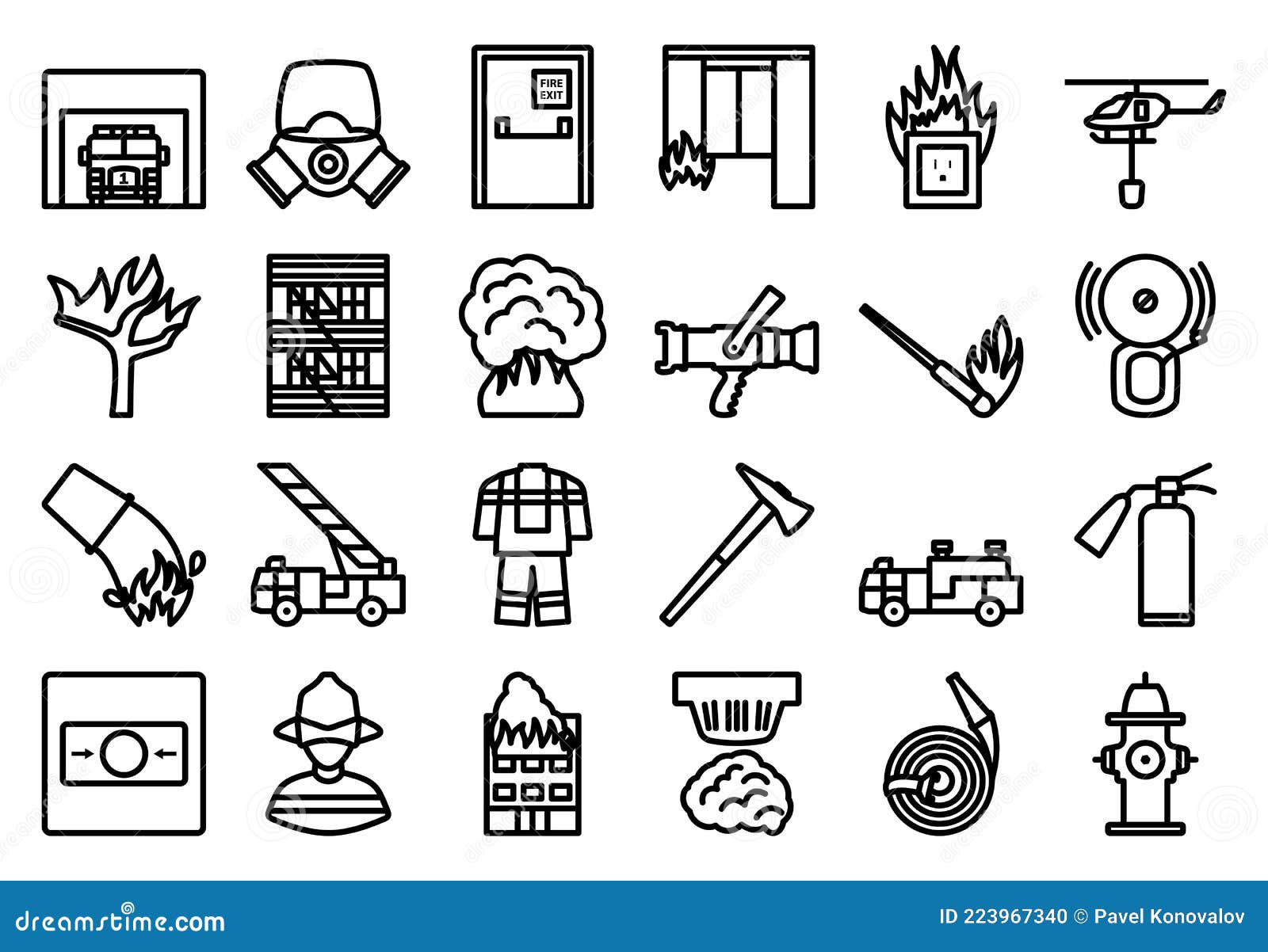 Fire Icon Set stock vector. Illustration of bold, station - 223967340