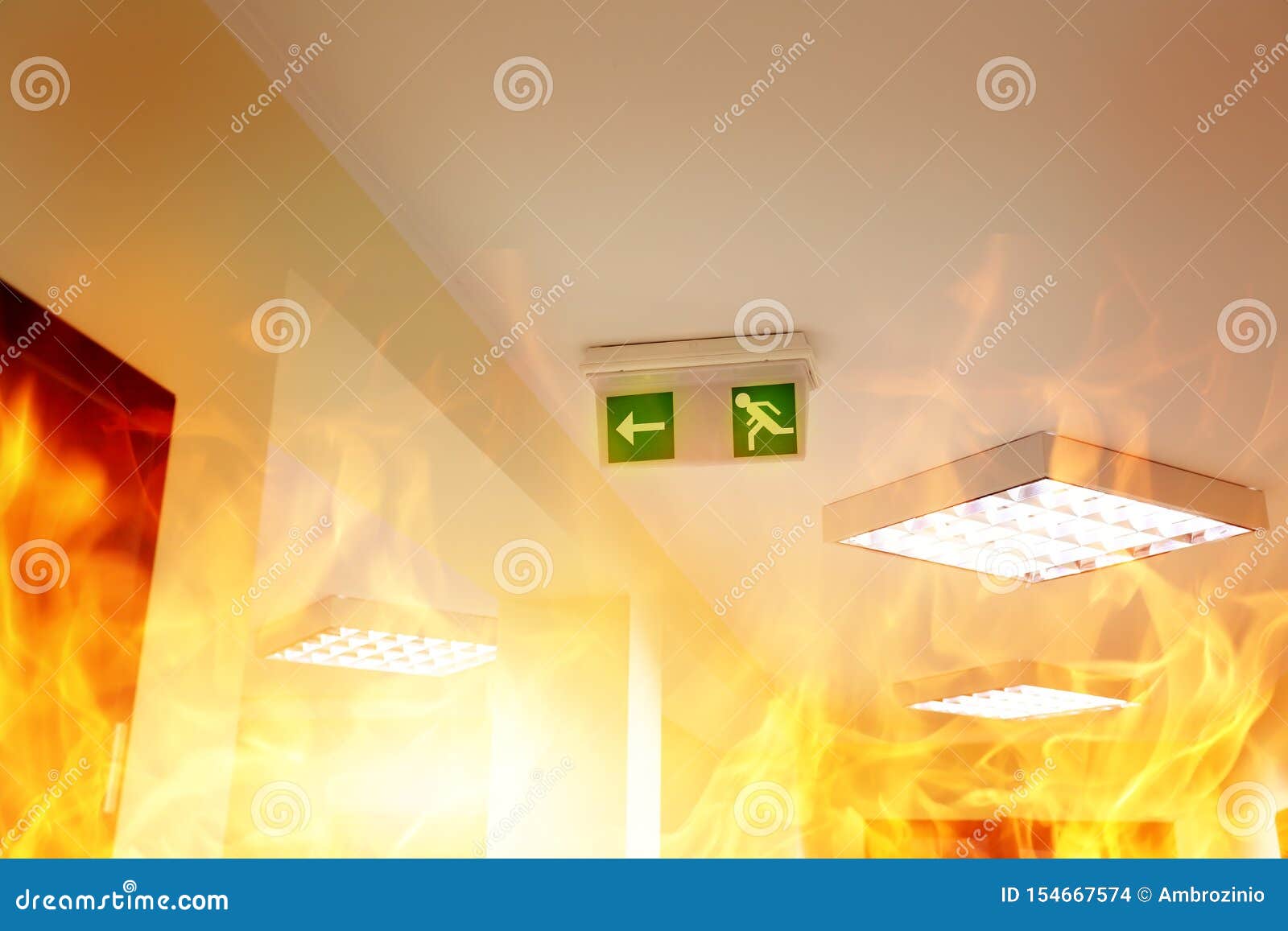 Fire in the Interior Building Stock Photo Image of office, stairs