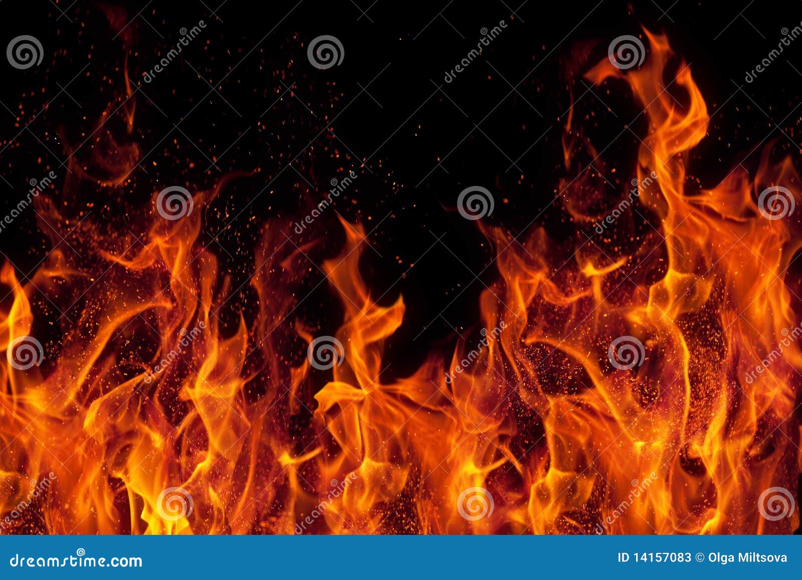 fire  over black background