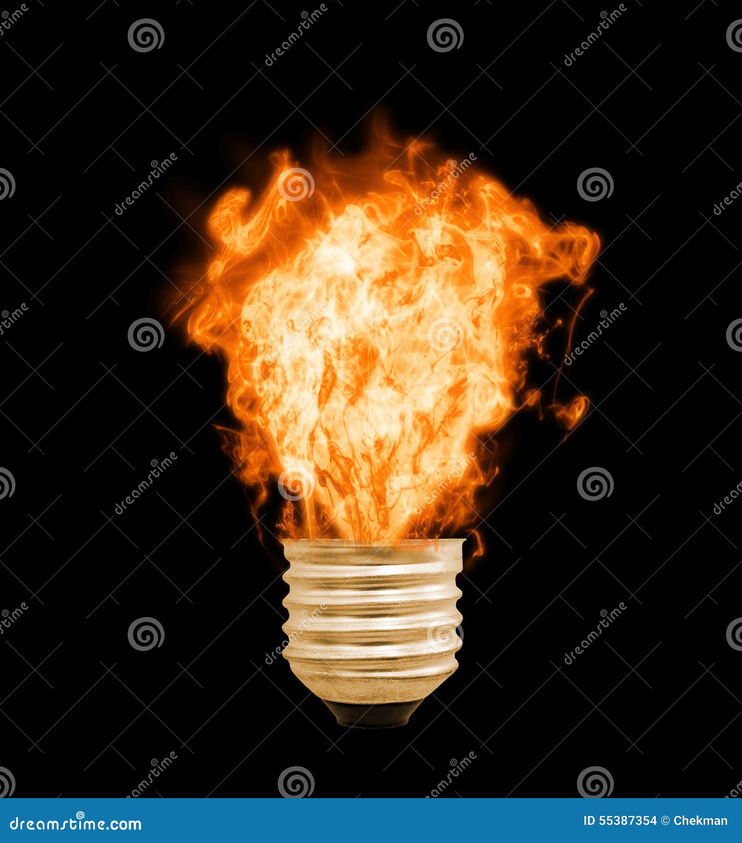 Fire Lamp on a Black Background Stock Photo - Image of bright, power