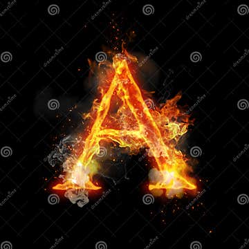 Fire Letter a of Burning Flame Light Stock Illustration - Illustration ...