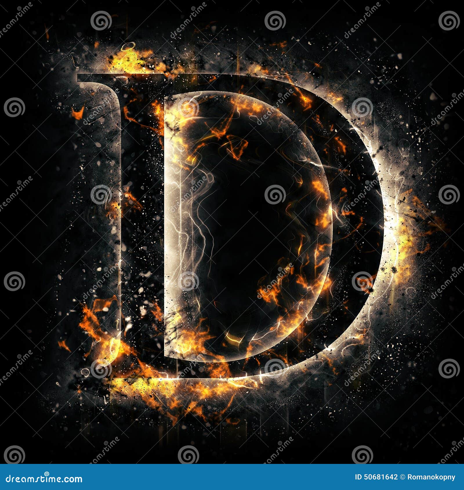 Fire letter D. stock illustration. Illustration of shine - 50681642