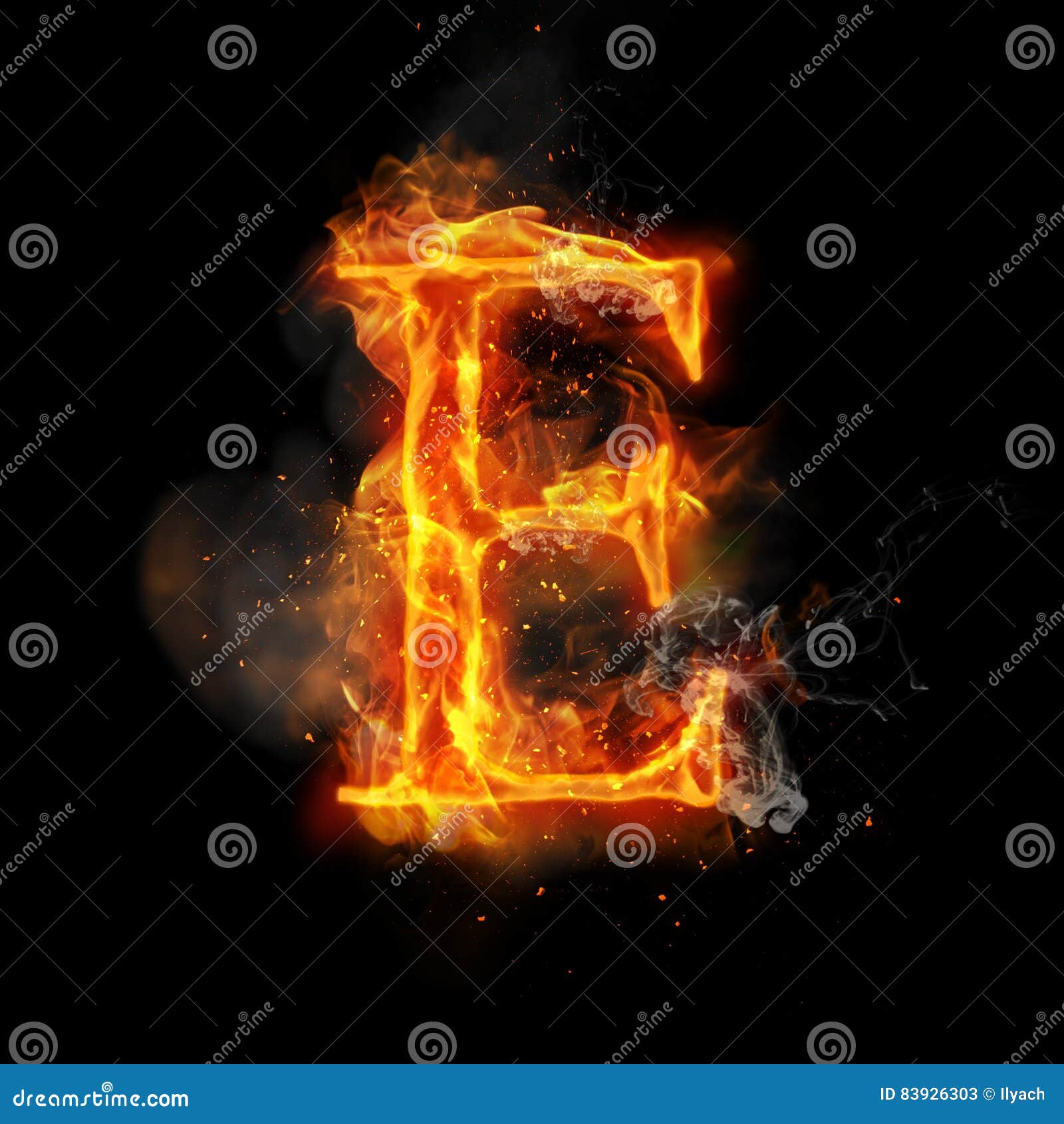 Fire Letter E of Burning Flame Light Stock Illustration - Illustration ...