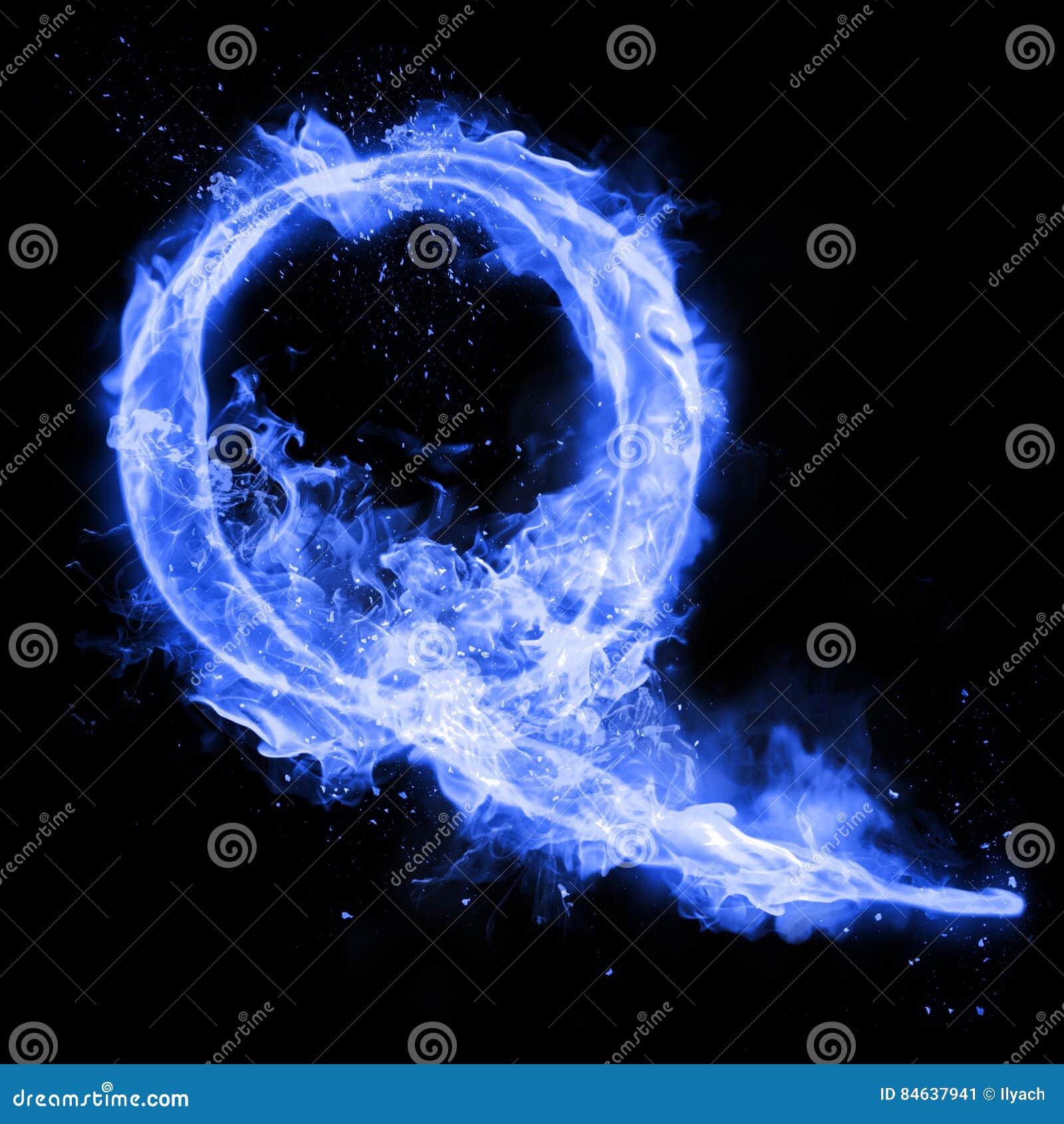 Fire Letter Q Of Burning Flame Light Stock Illustration - Illustration Of  Blue, Frozen: 84637941