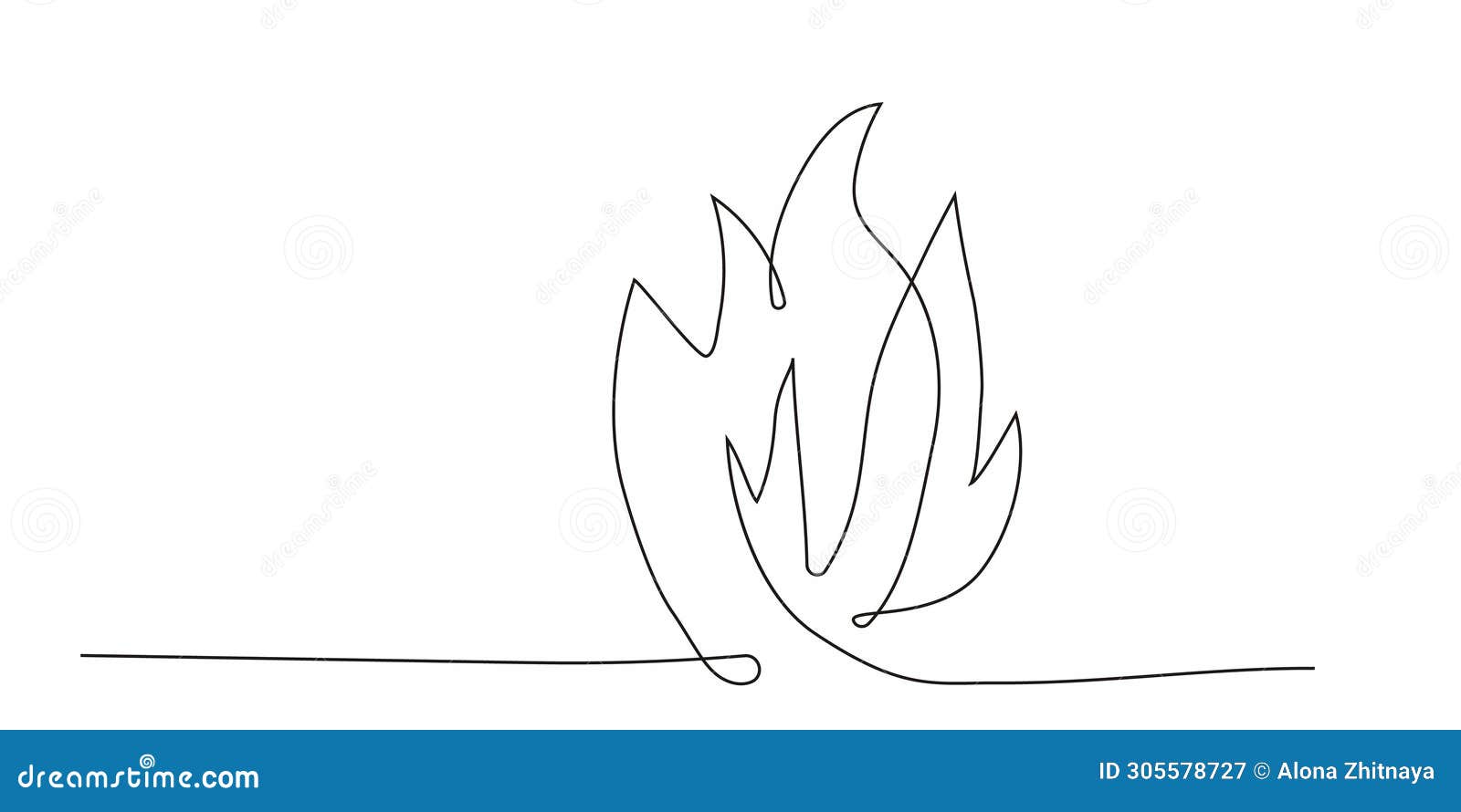 Fire Line Art Continuous, Bonfire Doodle Isolated on White Background.  Simple Burning Flame Stock Vector - Illustration of black, vector: 305578727