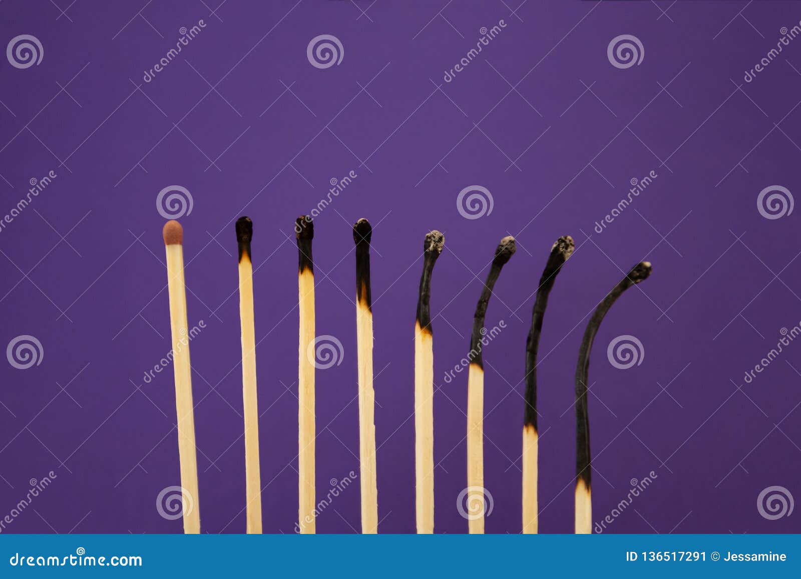 Burned Out Concept Represented with Fire Matches Stock Image Image of