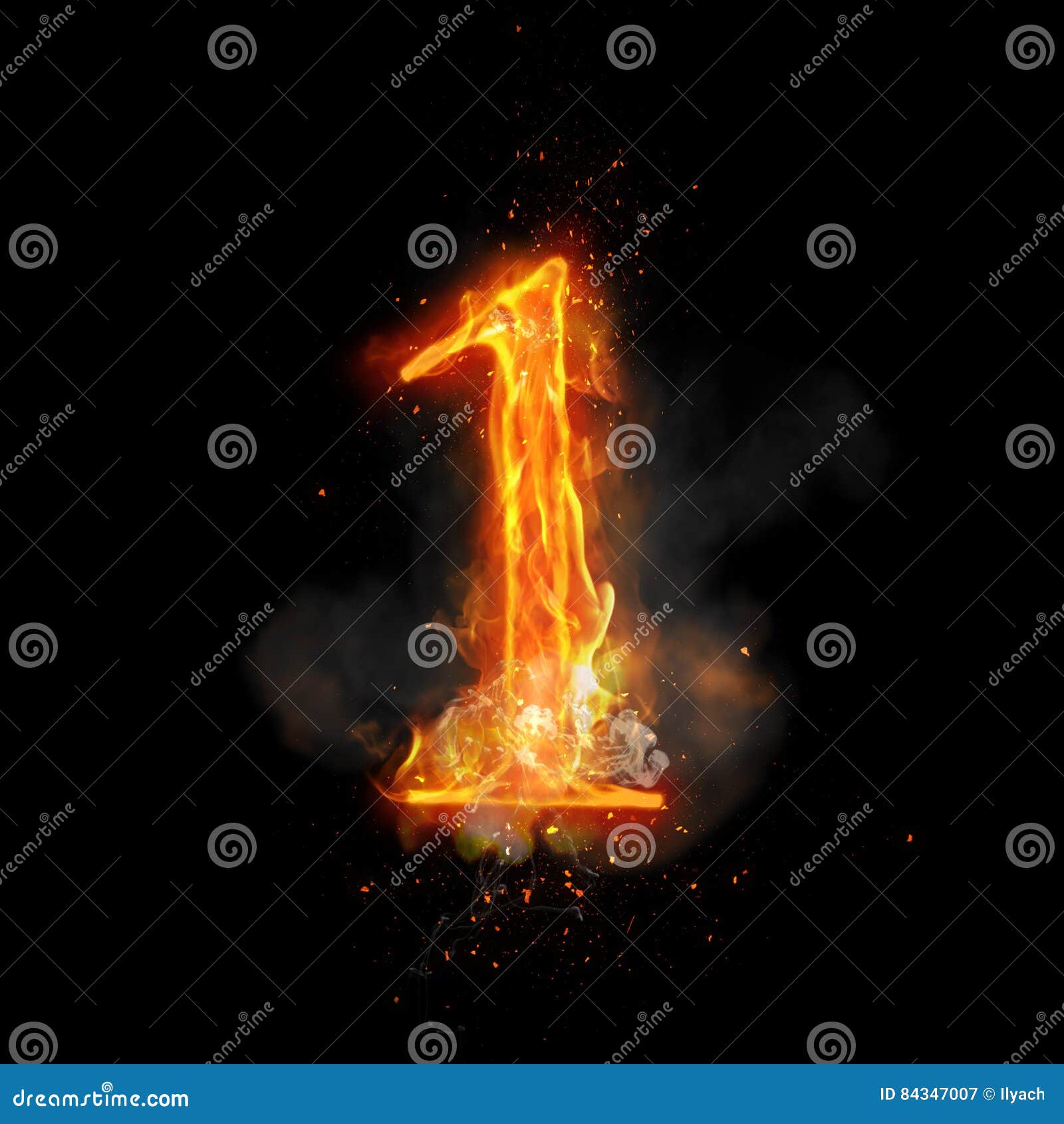 Fire Number 1 One Of Burning Flame Stock Illustration Illustration Of