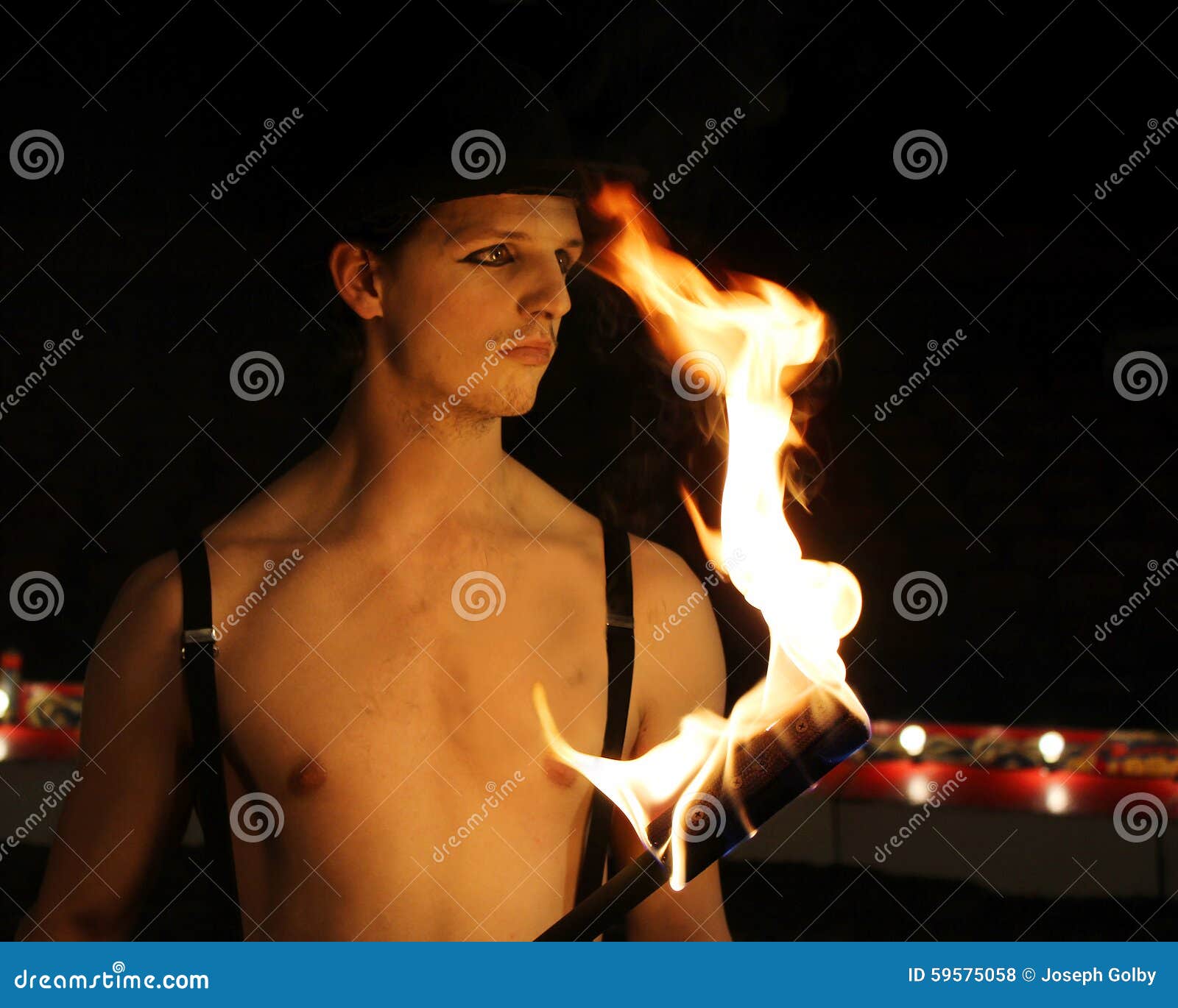 Fire Circus Performer Burning Flame Stock Photo Image of ball, dragon