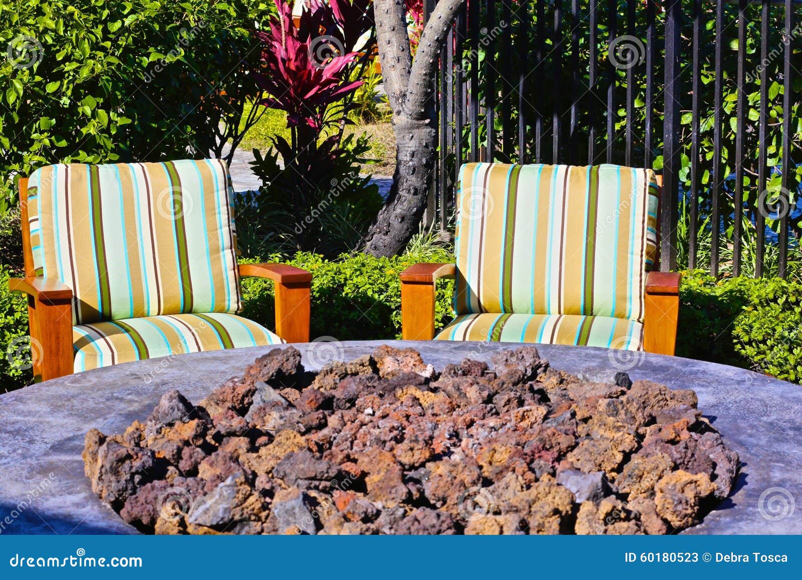 Fire Pit Cushion Patio Chairs Stock Image Image of summer, home 60180523