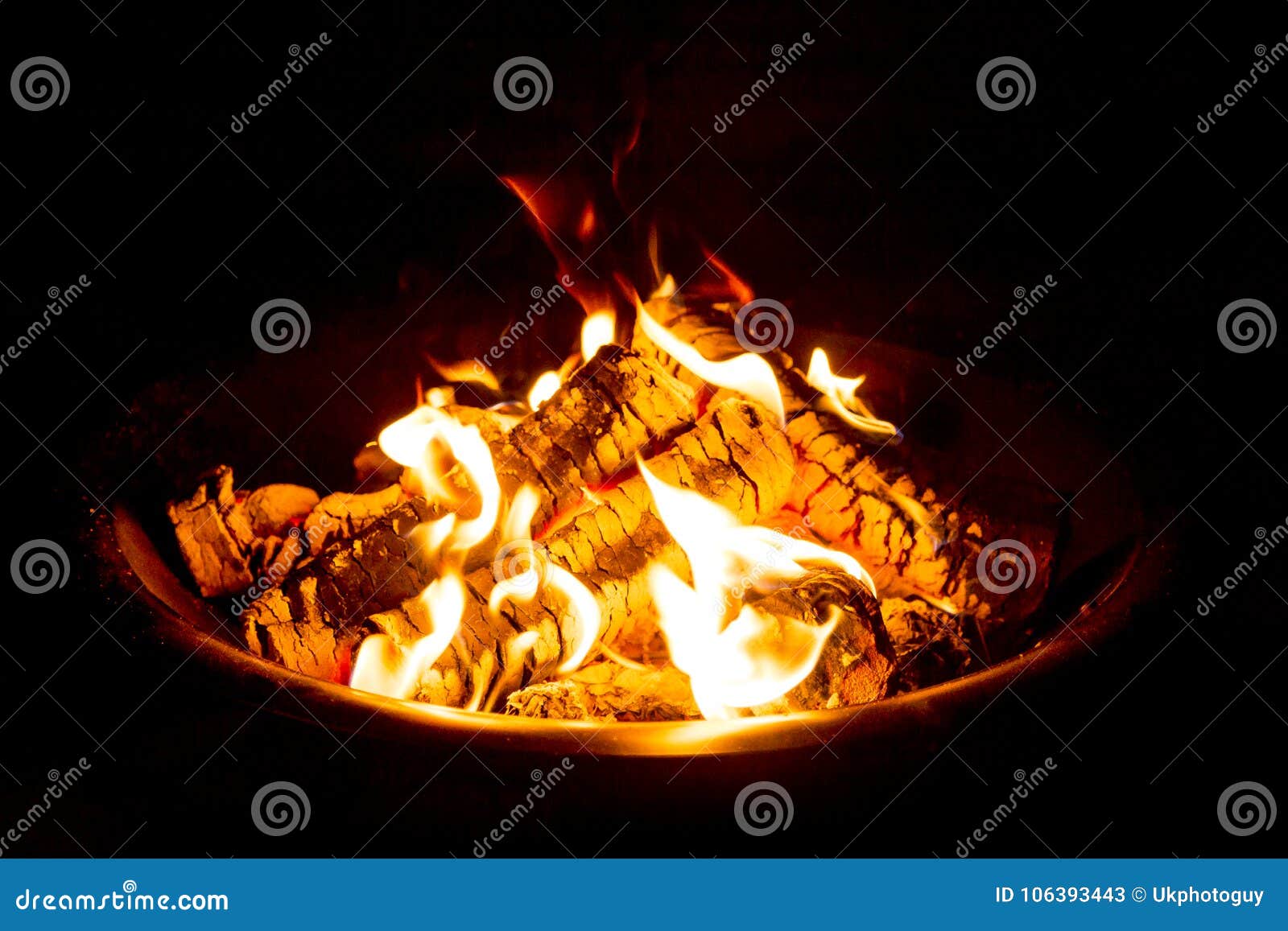 Fire Pit at Night Showing Glowing Embers Stock Image Image of