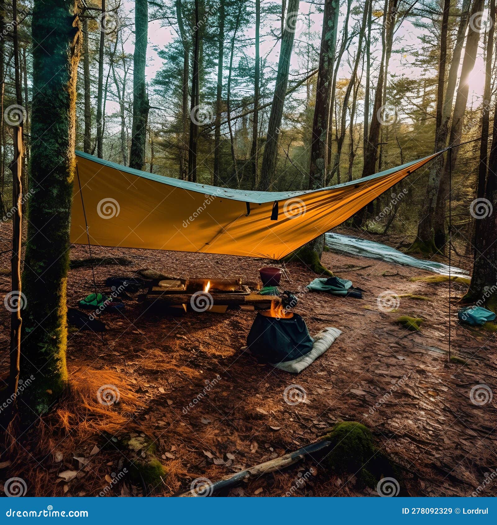 fire pit set up in a hammock camping