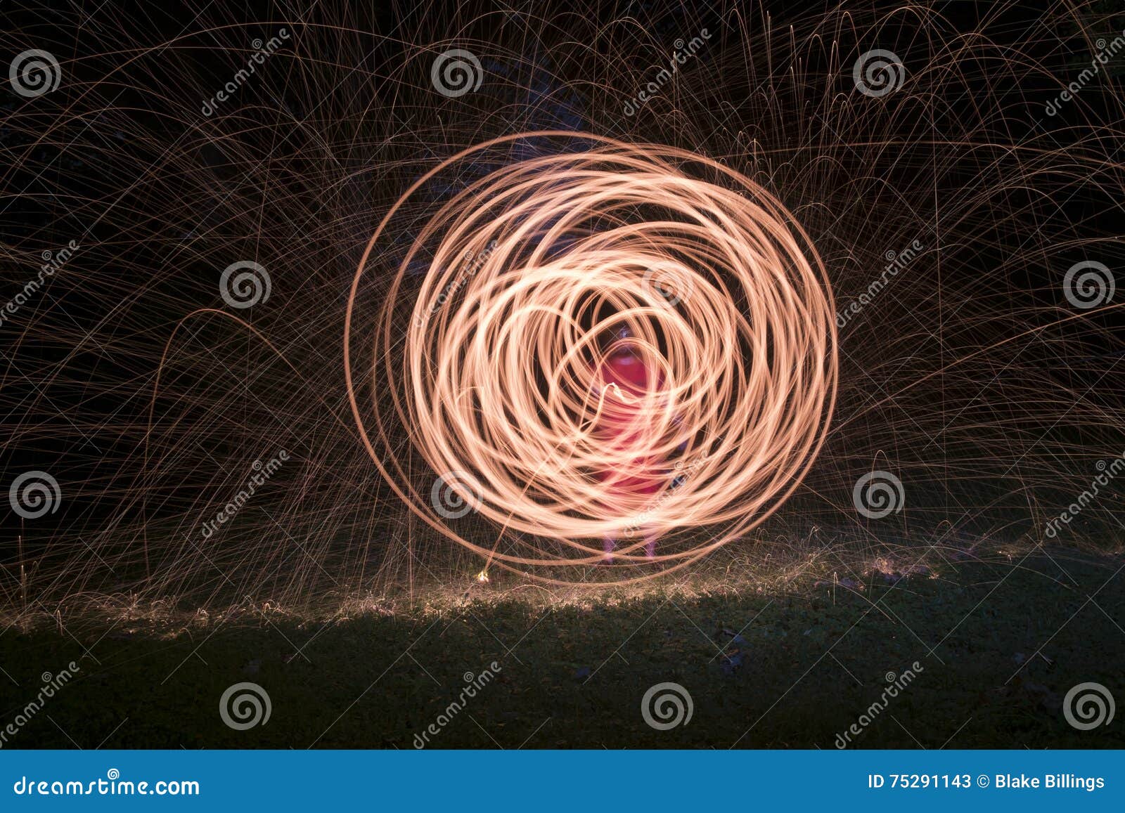 Fire Poi, Flaming Steel Wool Spinning Stock Image Image of flame
