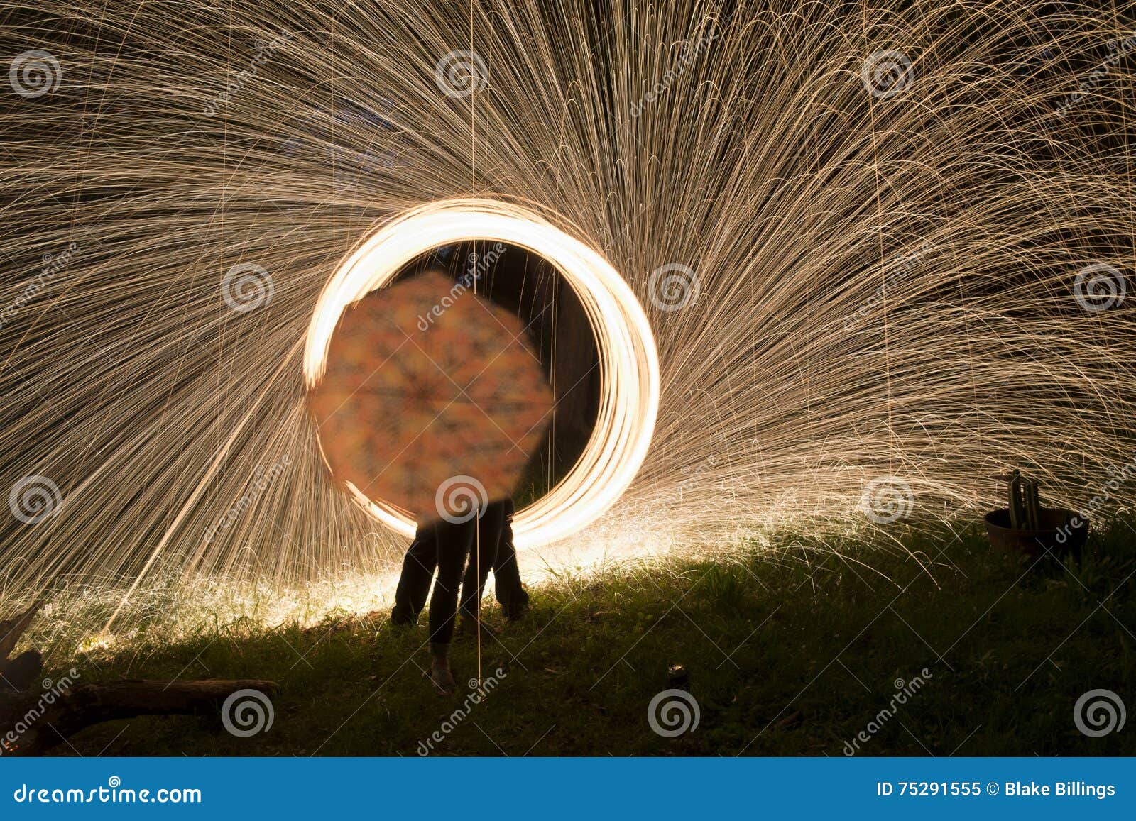 Fire Poi, Flaming Steel Wool Spinning Stock Image Image of explosion