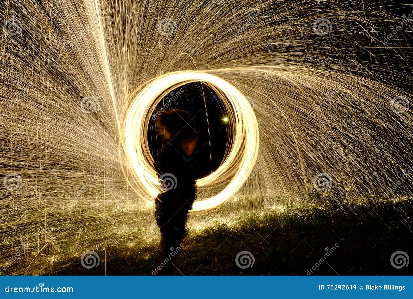 Fire Poi, Flaming Steel Wool Spinning Stock Image Image of colors