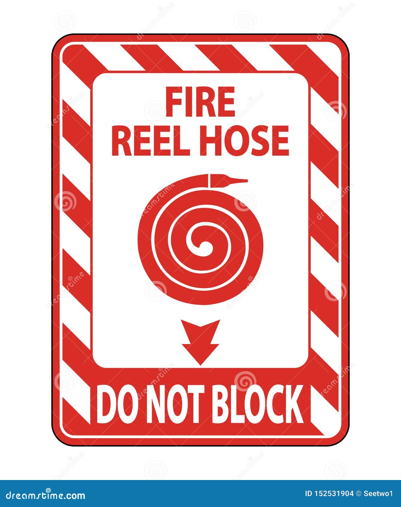 Fire Reel Hose Do Not Block Sign Isolate On White Background