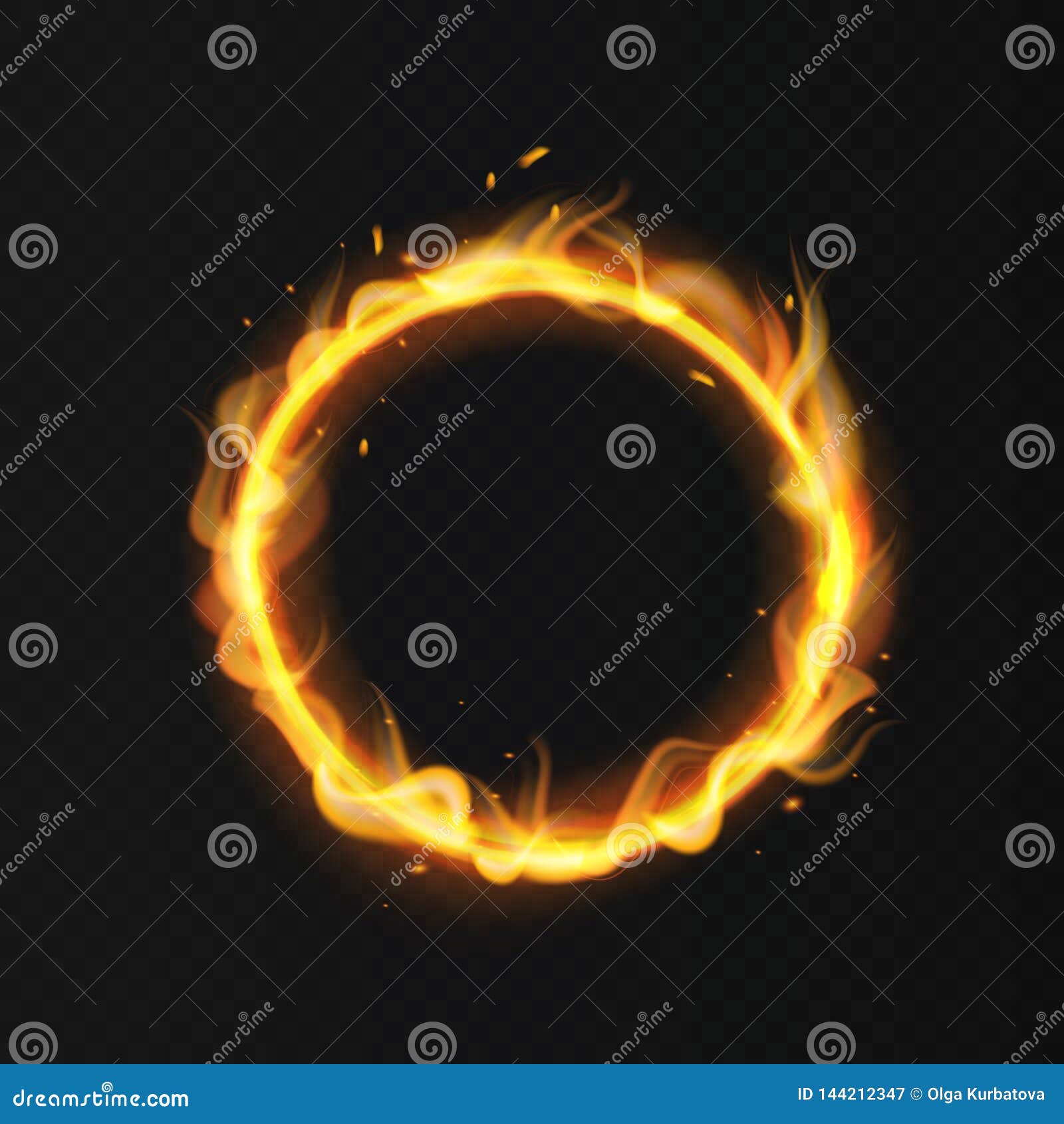 Realistic blue fire circle. Ring of blue fire with shiny flame effect.  Vector effect burning round hoop on black transparent background Stock  Vector | Adobe Stock