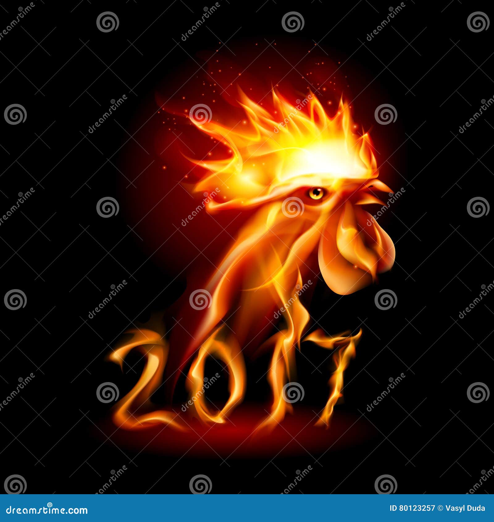 Fire Rooster Stock Vector - Image: 80123257