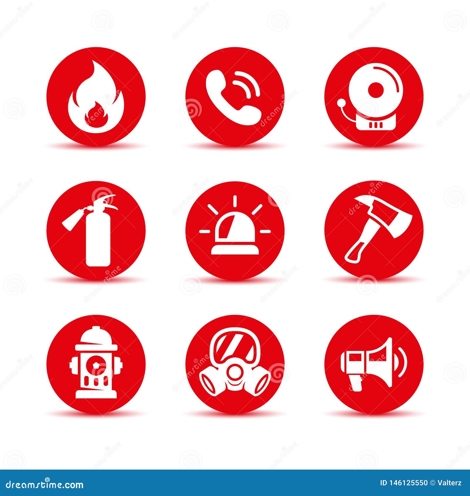 fire safety icons set. fire emergency icons set.  signs