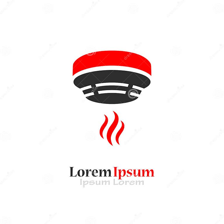 Fire Safety Logo with Smoke Detector Stock Vector - Illustration of