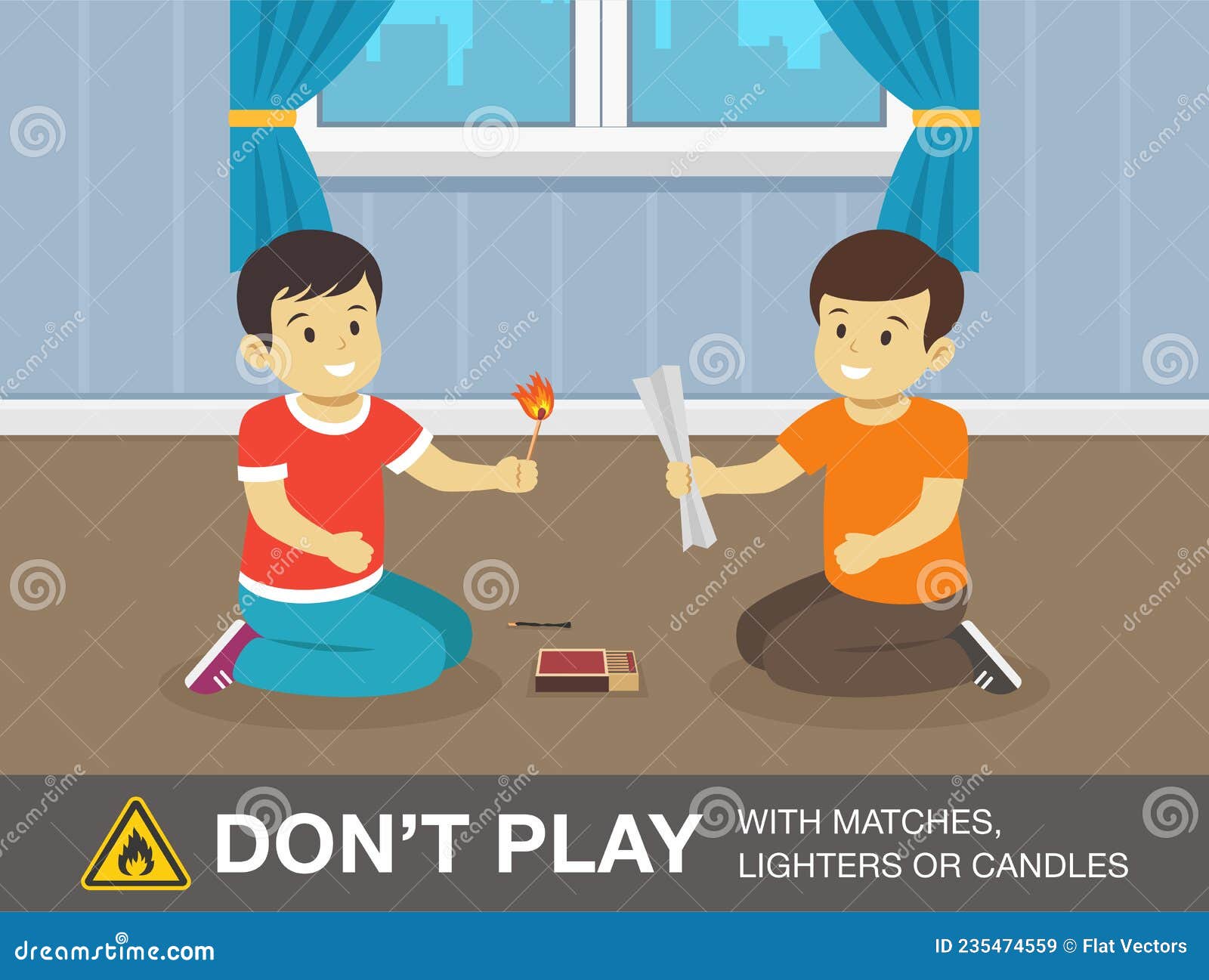 Little girl playing with matches kid in dangerous Vector Image