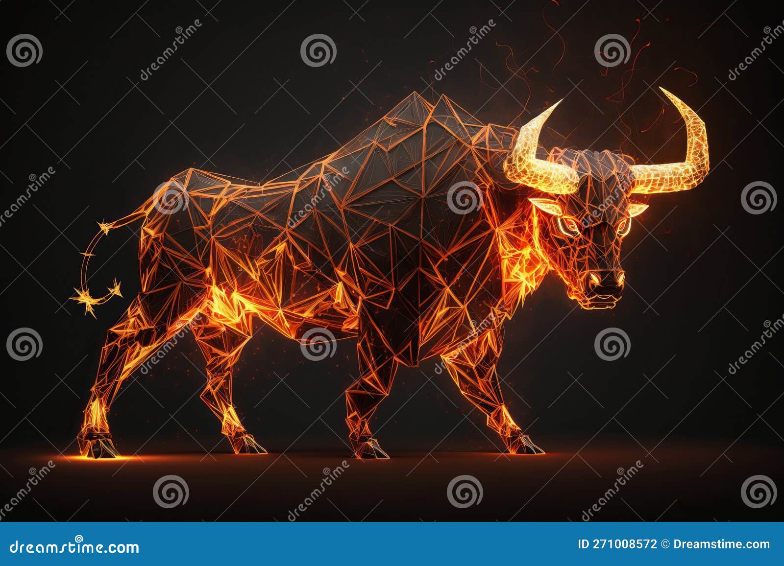 Fire Sculpture of a Bull, Bullish in Stock Market and Crypto Currency ...
