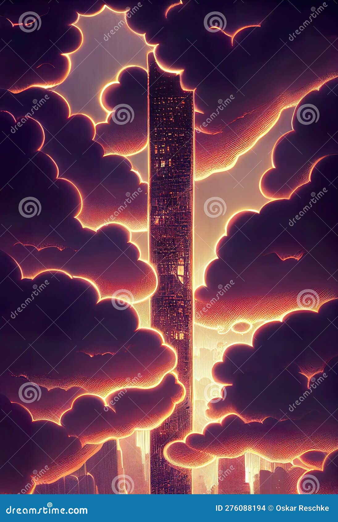Fire in the skyscrapers stock illustration. Illustration of fire ...