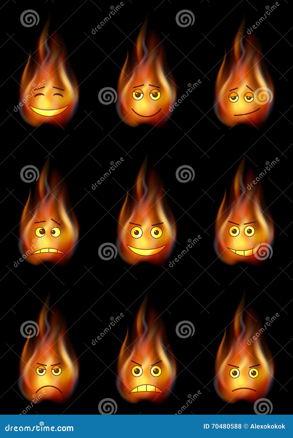 Fire Smileys Set stock vector. Illustration of eps10 70480588