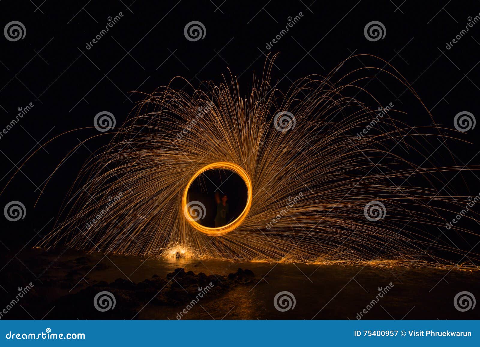 Fire Spinning from Steel Wool Stock Image Image of landscape, circle