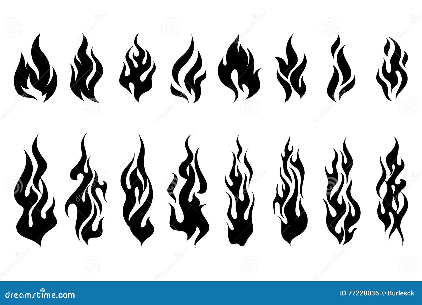 Fire Tattoo Vector. Fire Flames Tattoo Set. Illustration Monochrome Flame  Royalty Free SVG, Cliparts, Vectors, and Stock Illustration. Image 95458839.