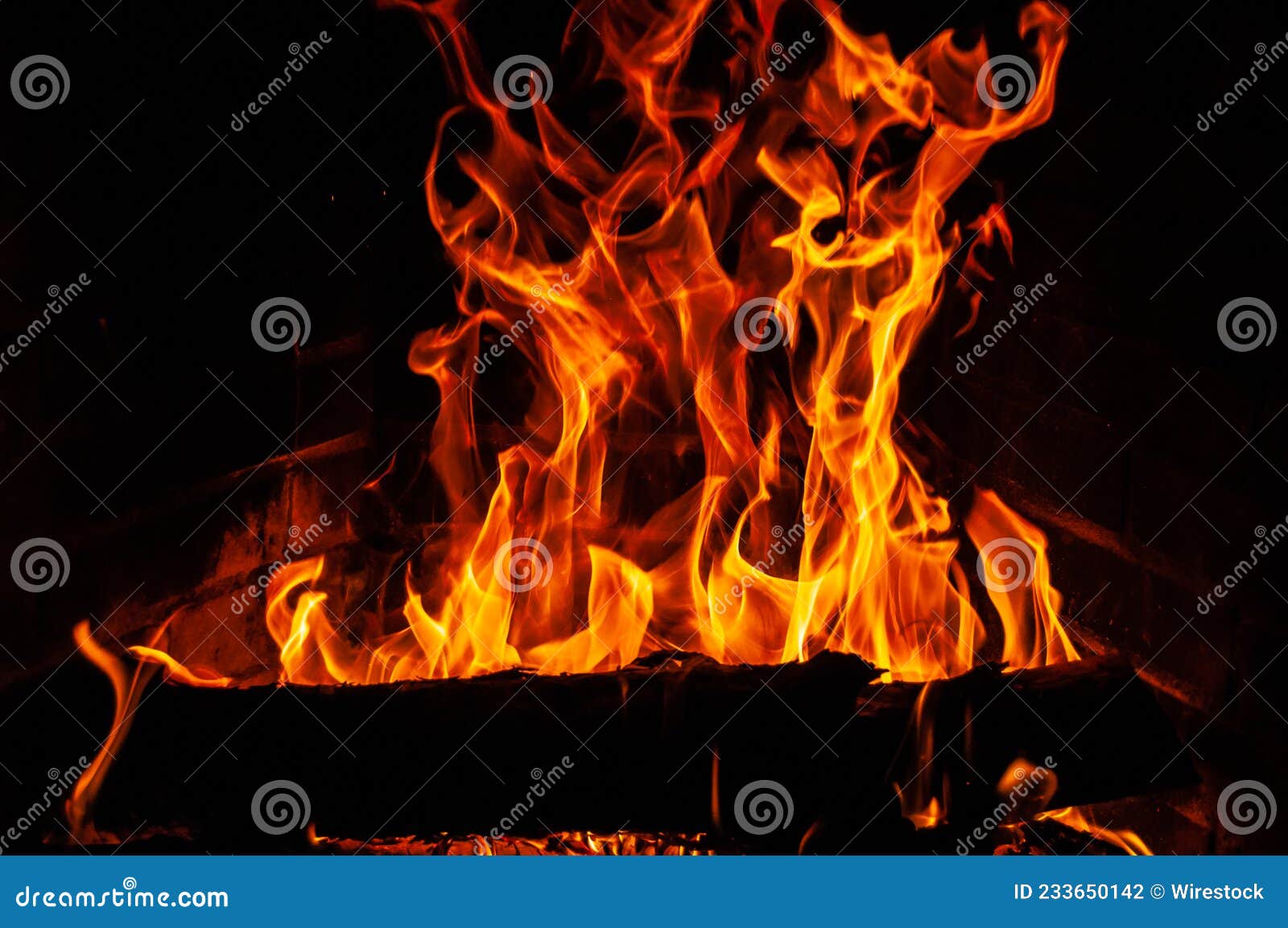 Fire Wallpaper with Black Background Fireplace Stock Photo - Image of  danger, effect: 233650142