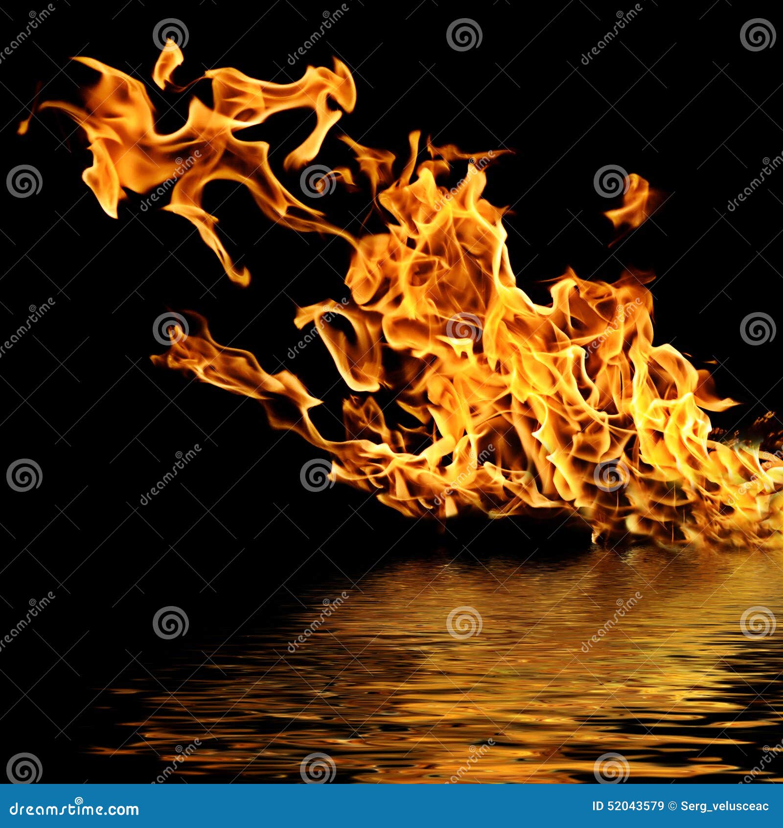 Fire on the water. stock image. Image of black, heat 52043579