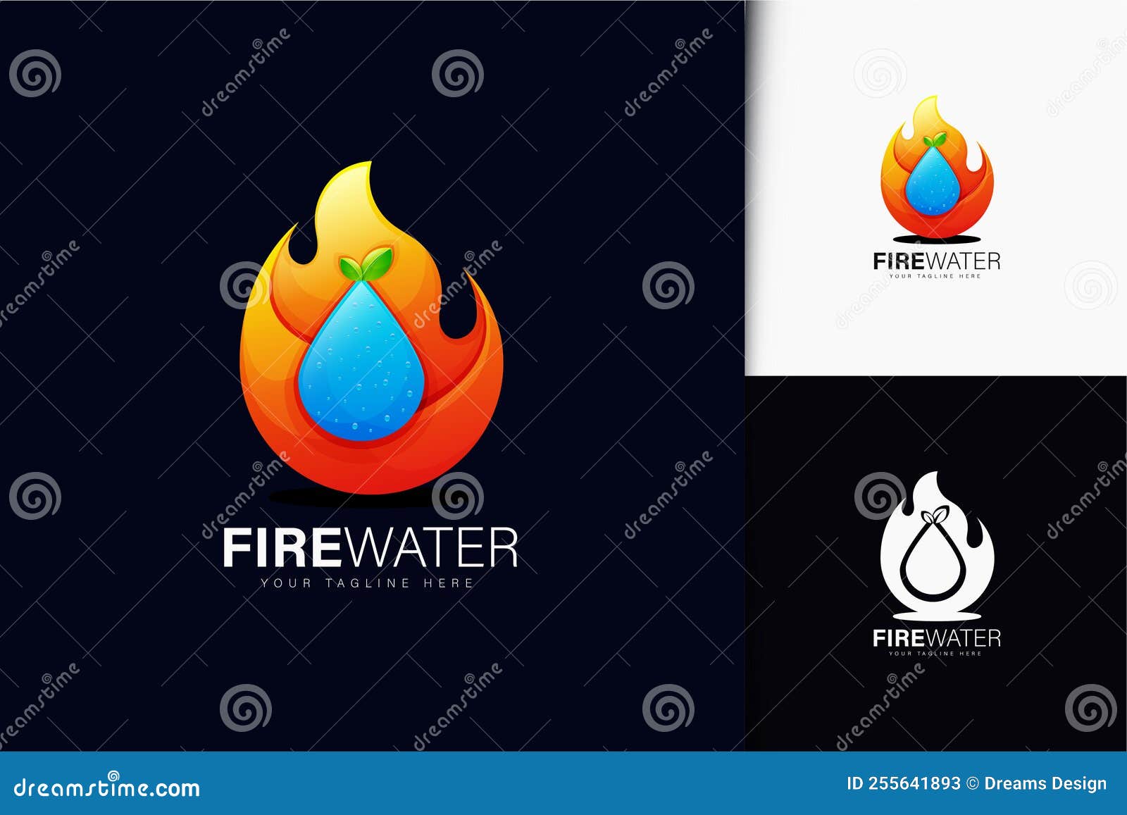 Fire and Water Logo Design with Gradient Stock Vector Illustration of