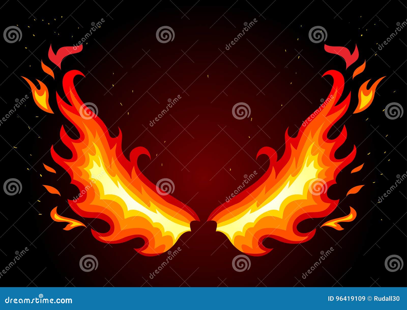 Fire Wings Phoenix Vector Winged Angel Burning Fantasy Bird Fiery